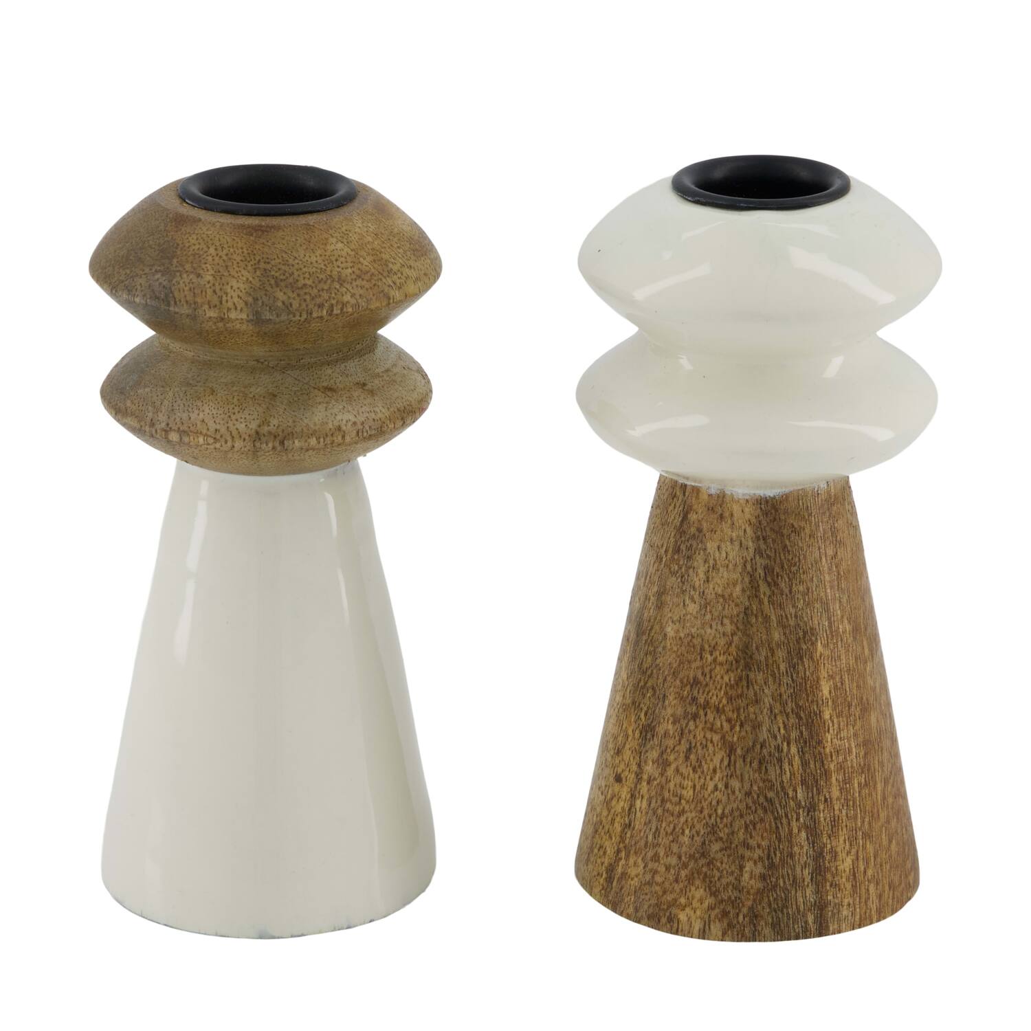 Dinner candle round mango wood 6x6x13cm C2 - Natural