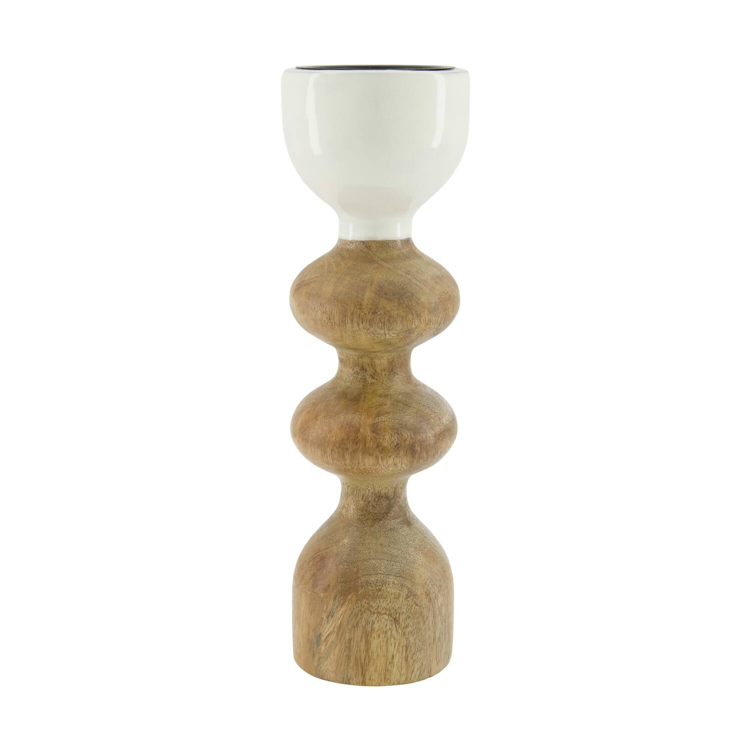 Pillar candle holder round mango wood 8.5x8.5x29cm - Natural