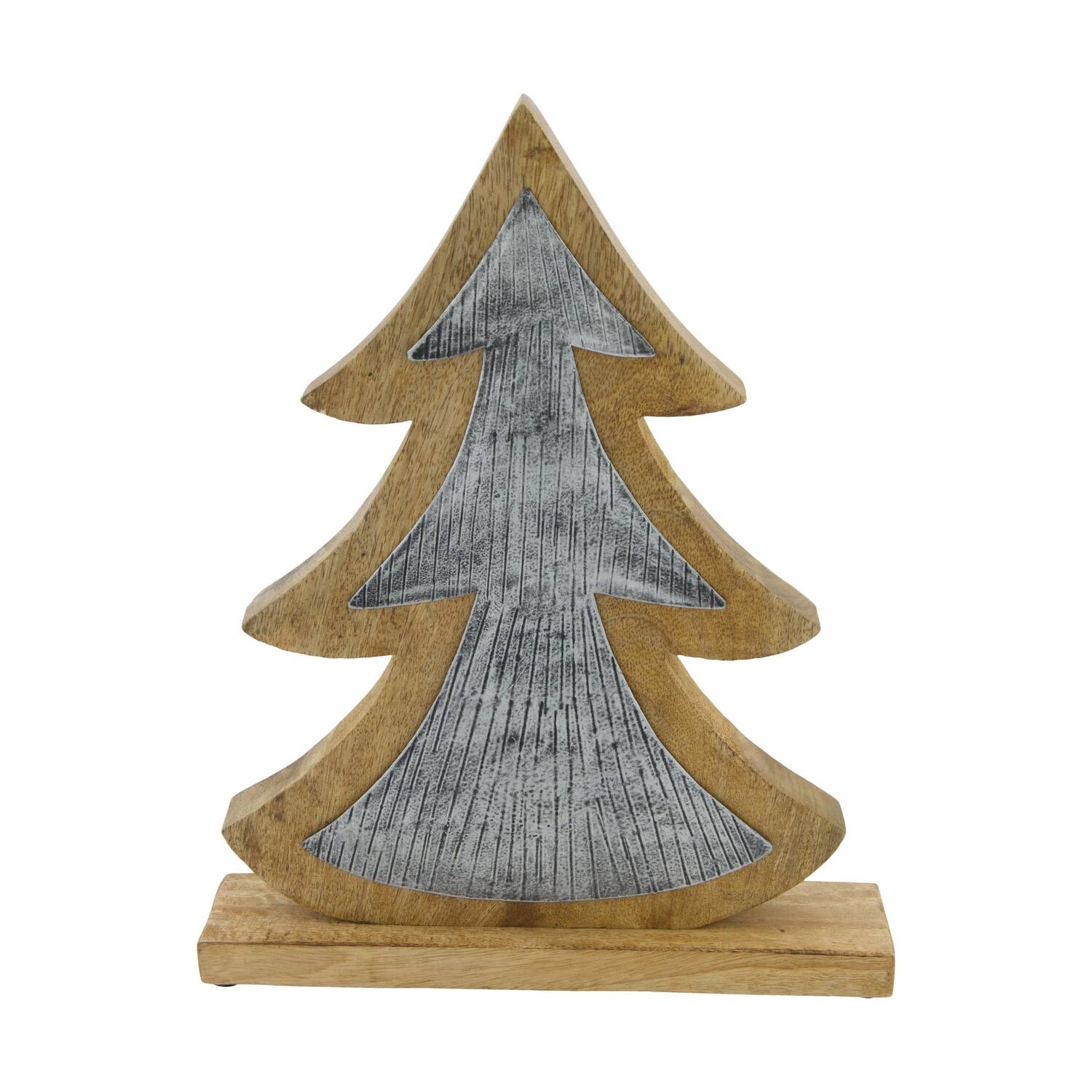 Statue arbre bois de mangue 25x5x32cm naturel argent