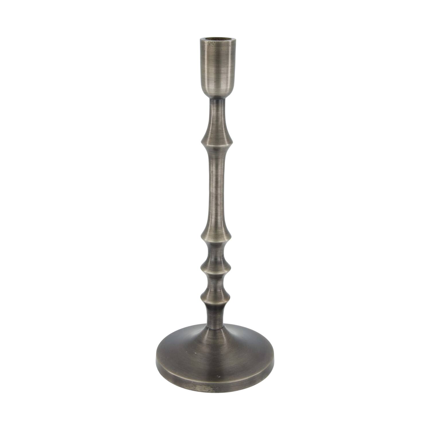 Dinnercandle holder aluminium 11.5x11.5x31cm - Silver