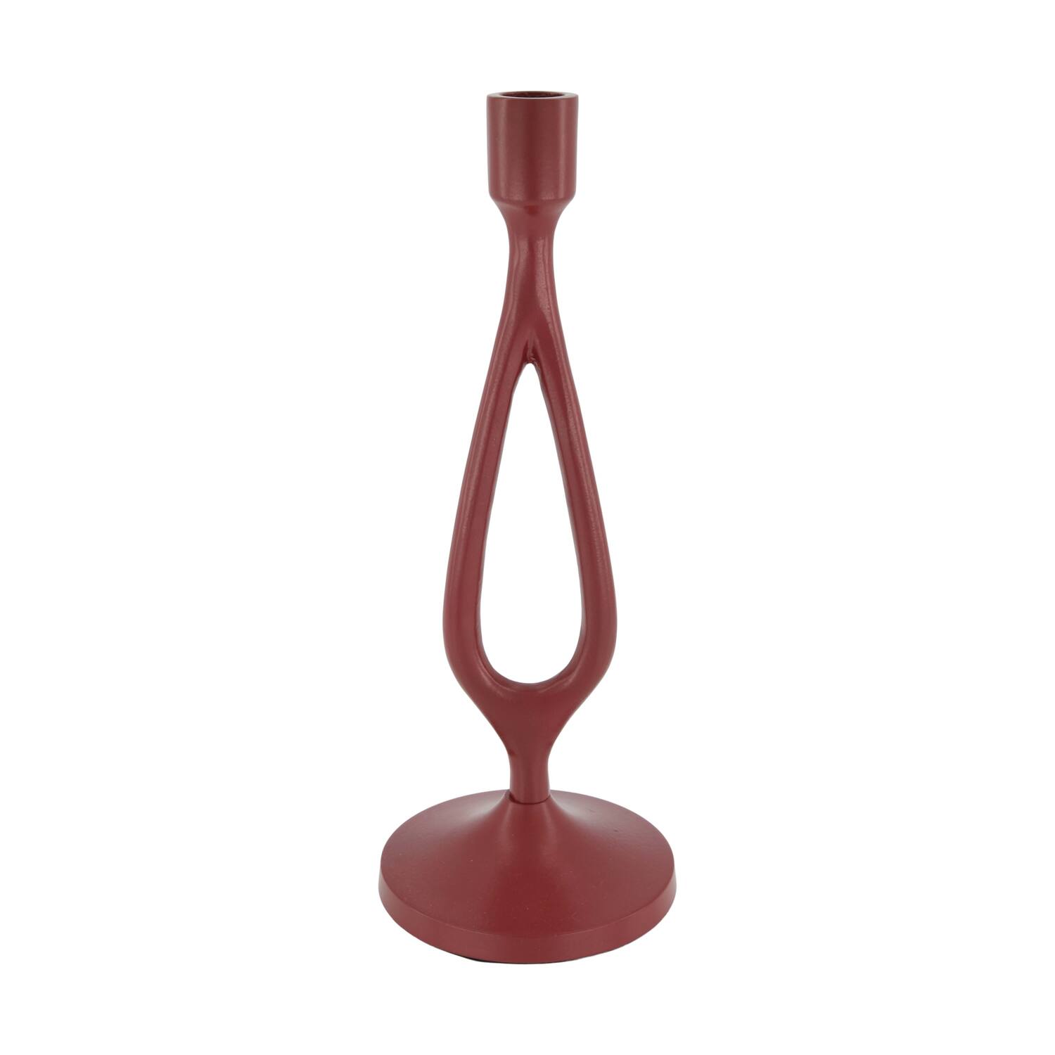 Dinnercandle holder aluminium 11.5x11.5x31cm - Red