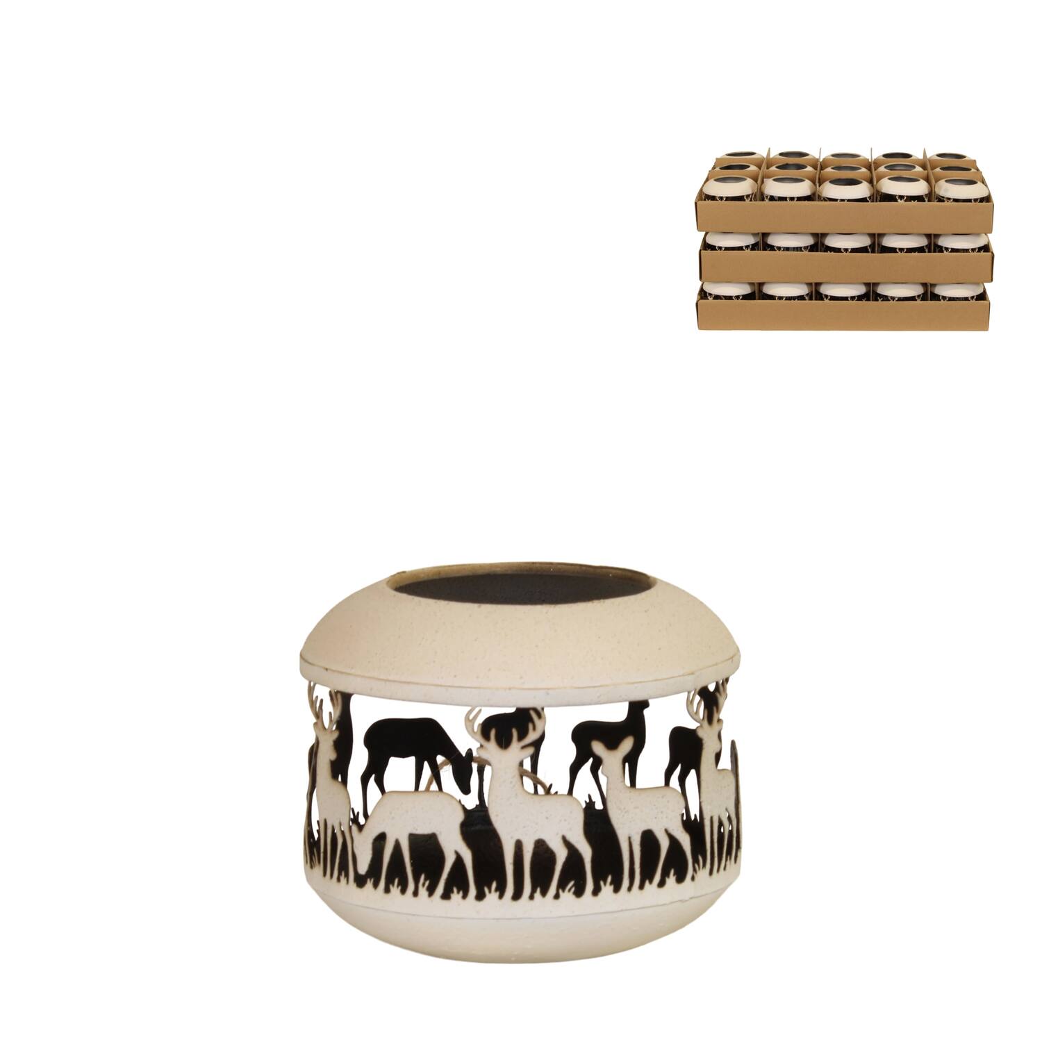 Tealight holder deer metal 9.5x9.5x7.5cm