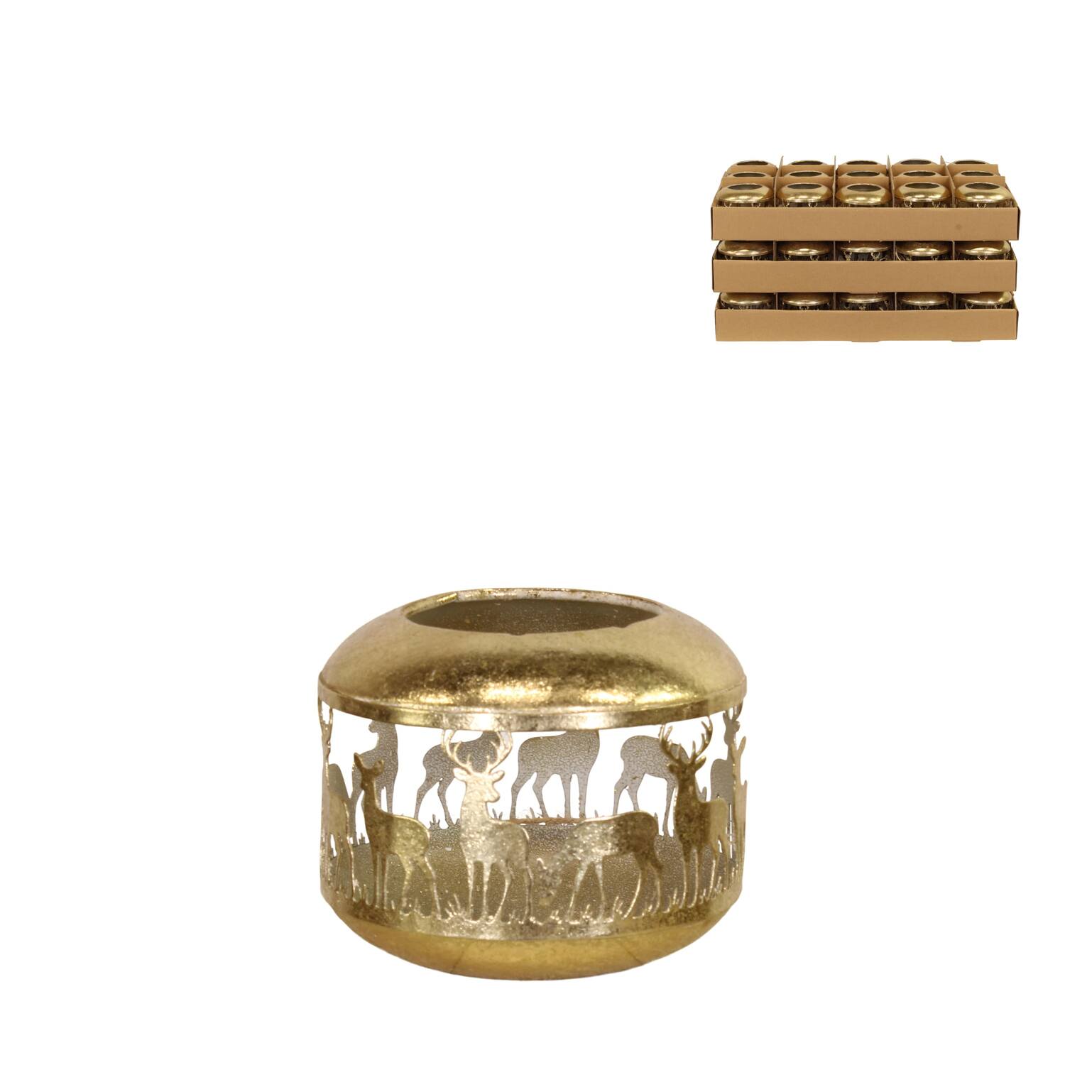 Tealight holder deer metal 9.5x9.5x7.5cm