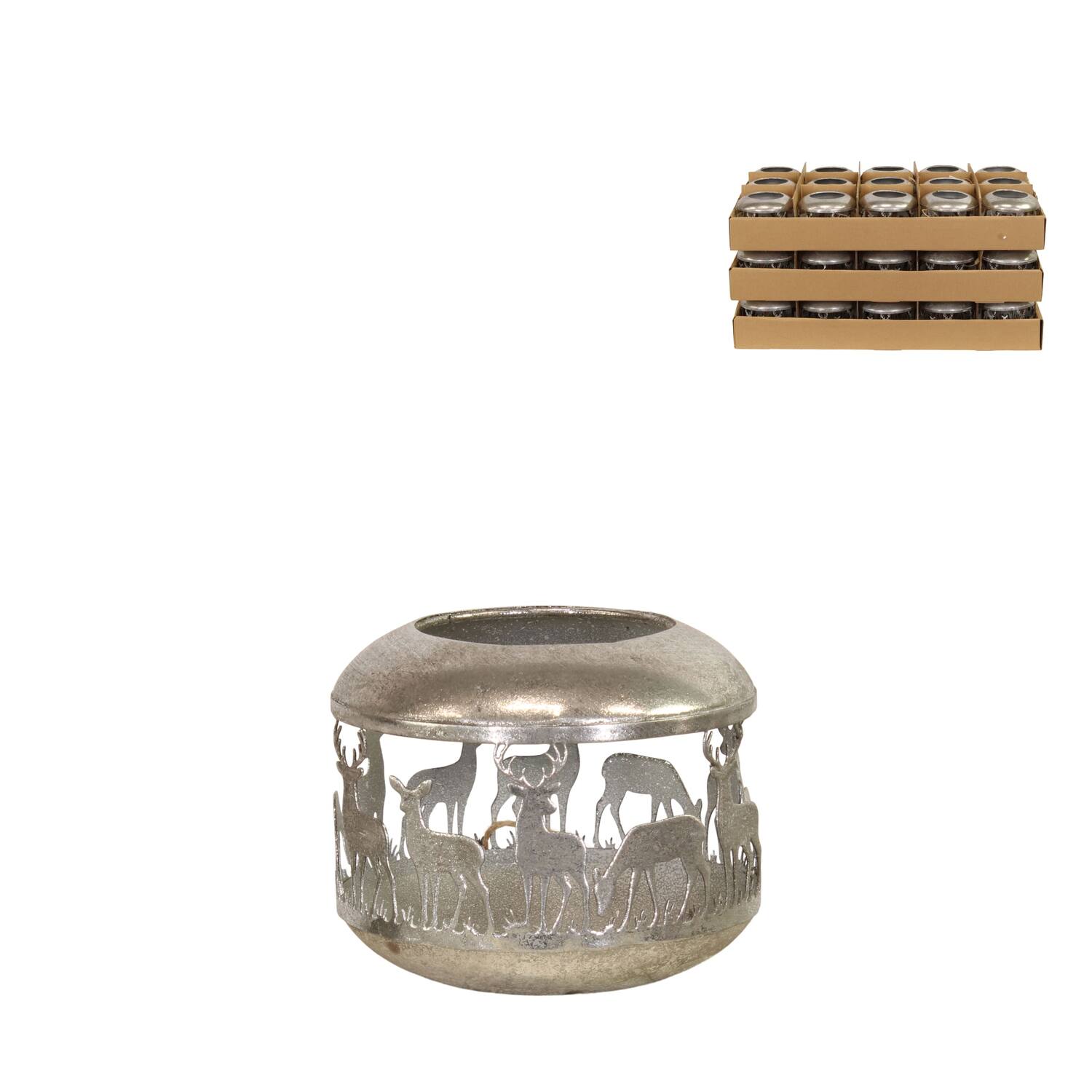 Tealight holder deer metal 9.5x9.5x7.5cm