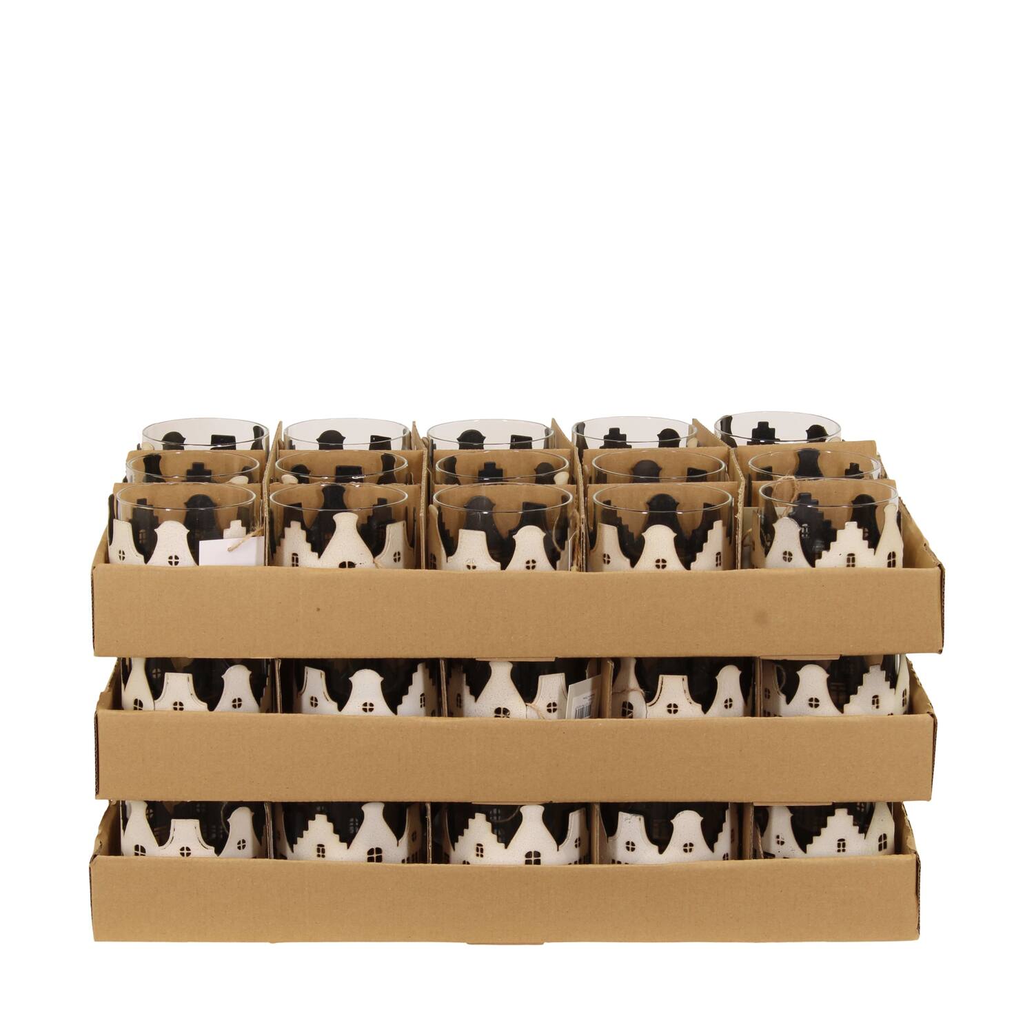 Tealight holder house metal 9.5x9.5x8.5cm - White