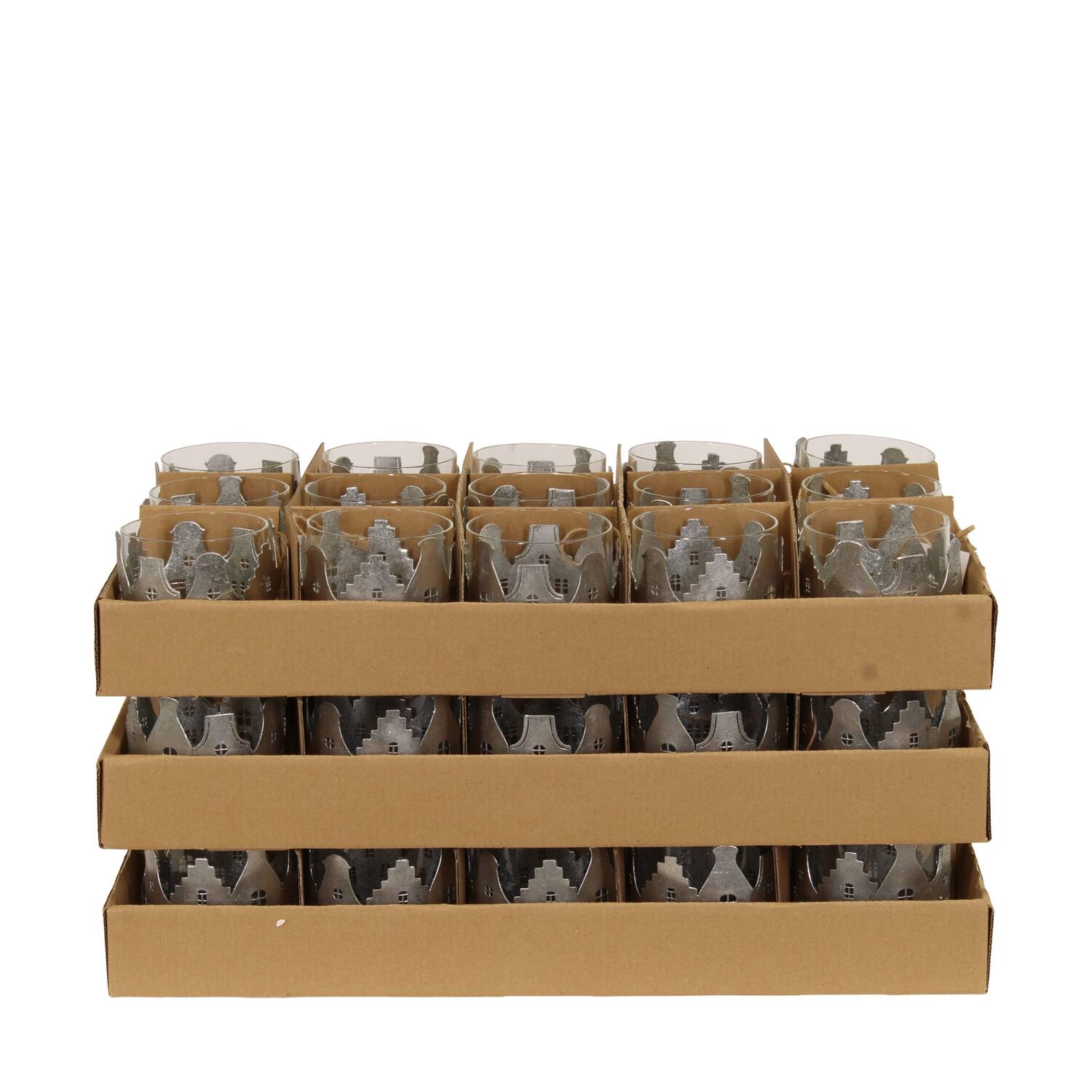 Tealight holder house metal 9.5x9.5x8.5cm