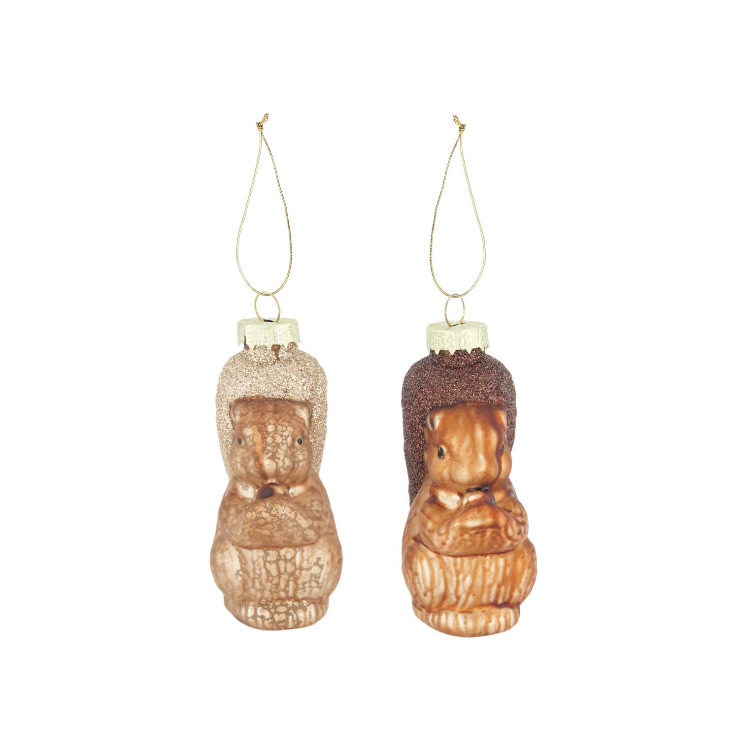Bauble squirrel glass with hanger 8x3x10cm C/2