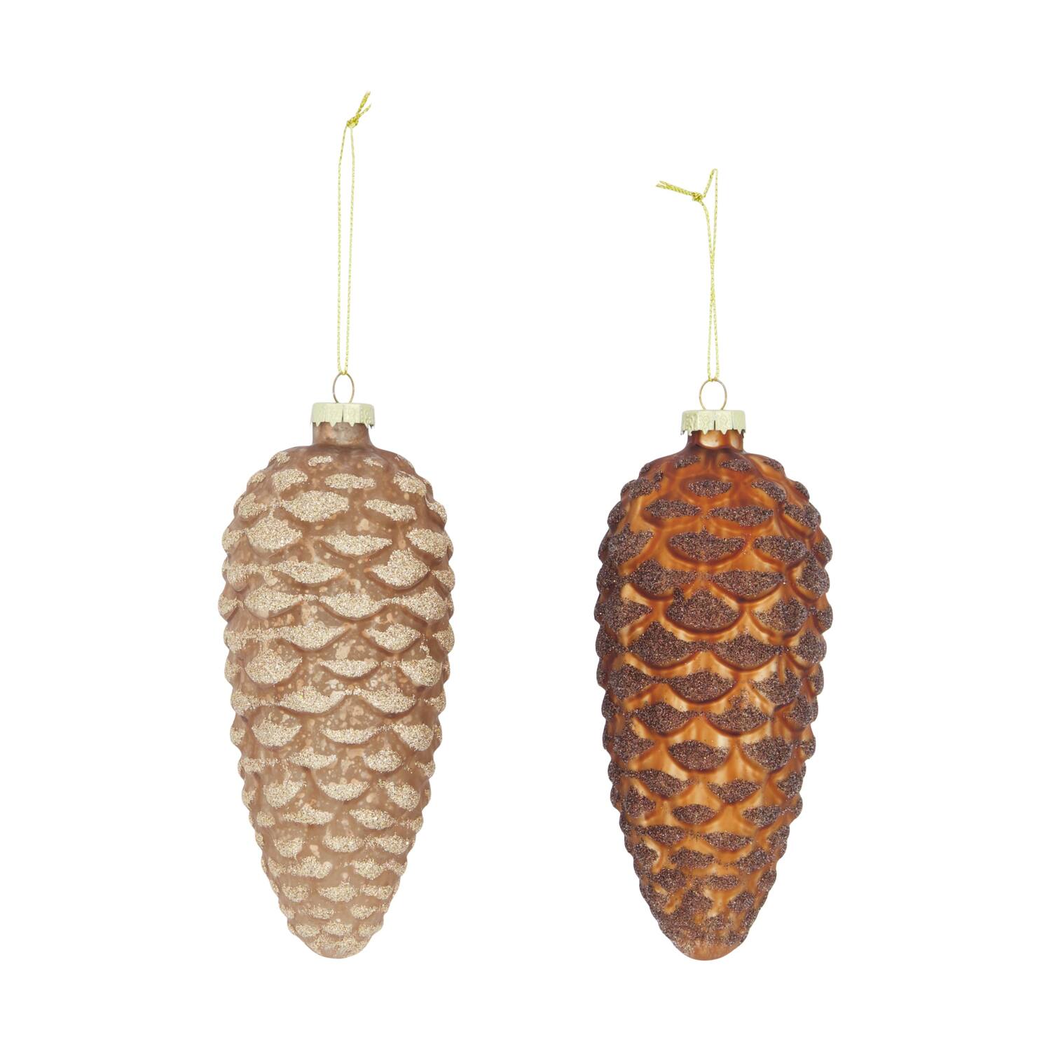 Bauble pinecone glass with hanger 7x7x15cm C2 - Brown