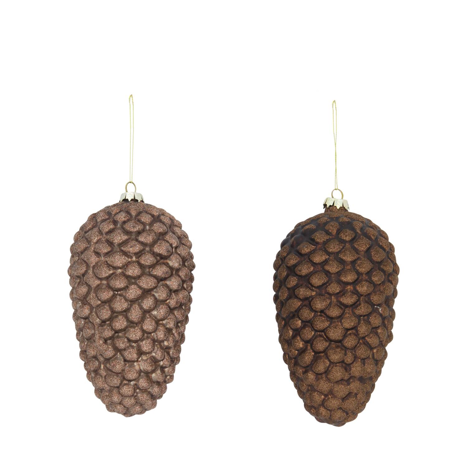 Bauble pinecone glass with hanger 12x12x24cm C2 - Brown