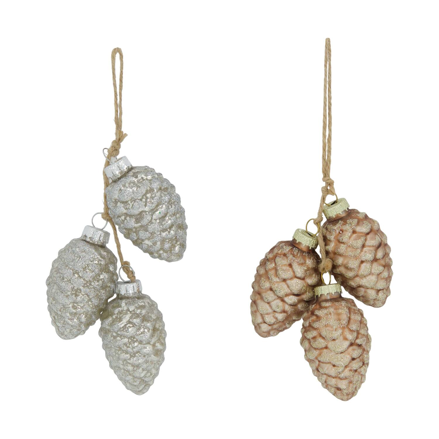 Bauble pinecone glass with hanger 4x4x7cm C2 - Gold