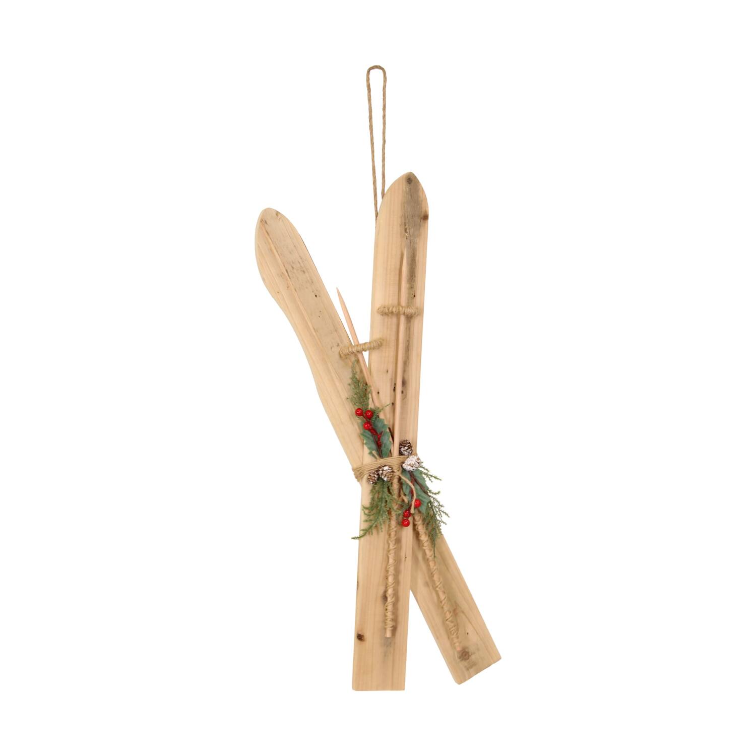 Hanger ski poplar wood 27x6x78cm - Natural
