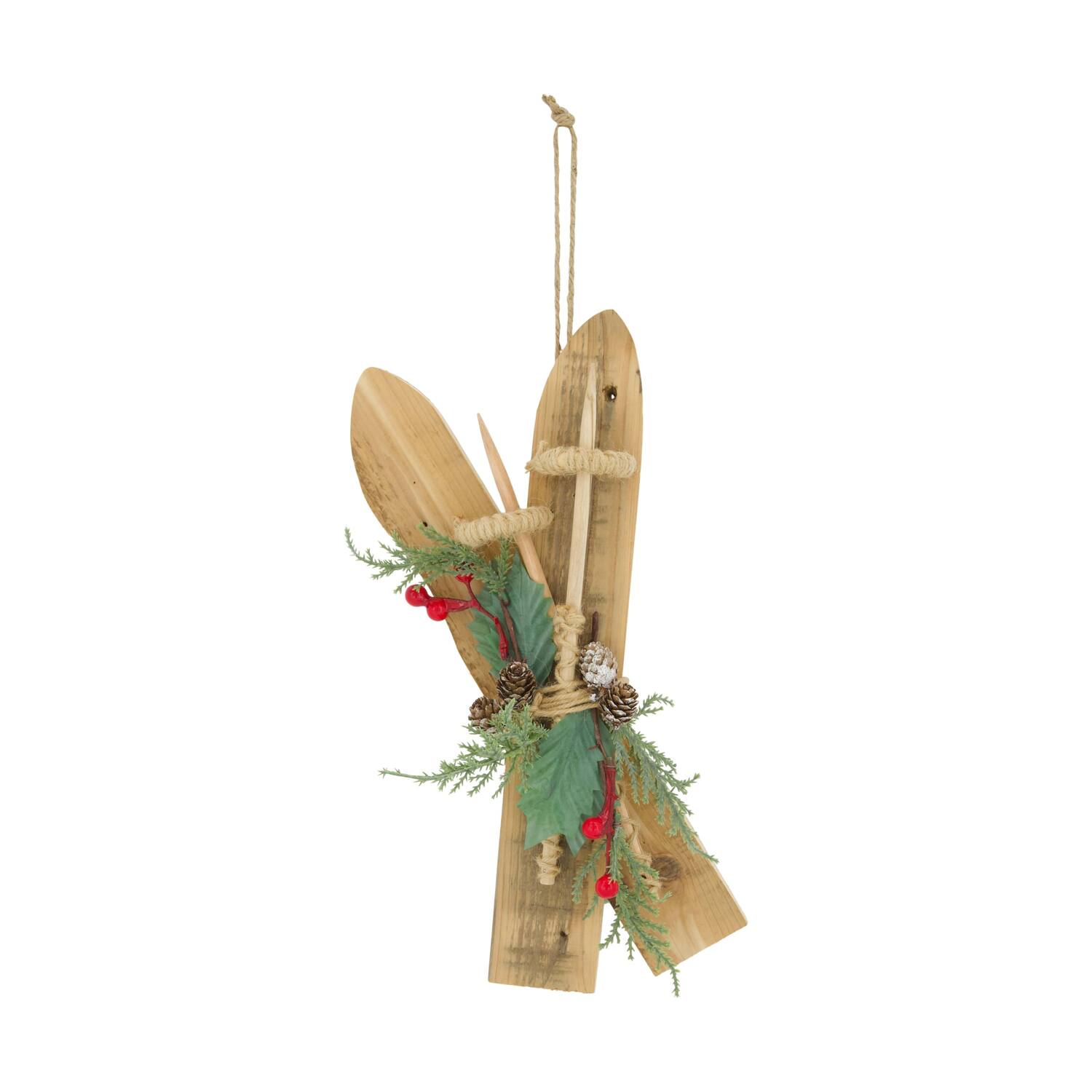Hanger ski poplar wood 17.5x6x38cm - Natural