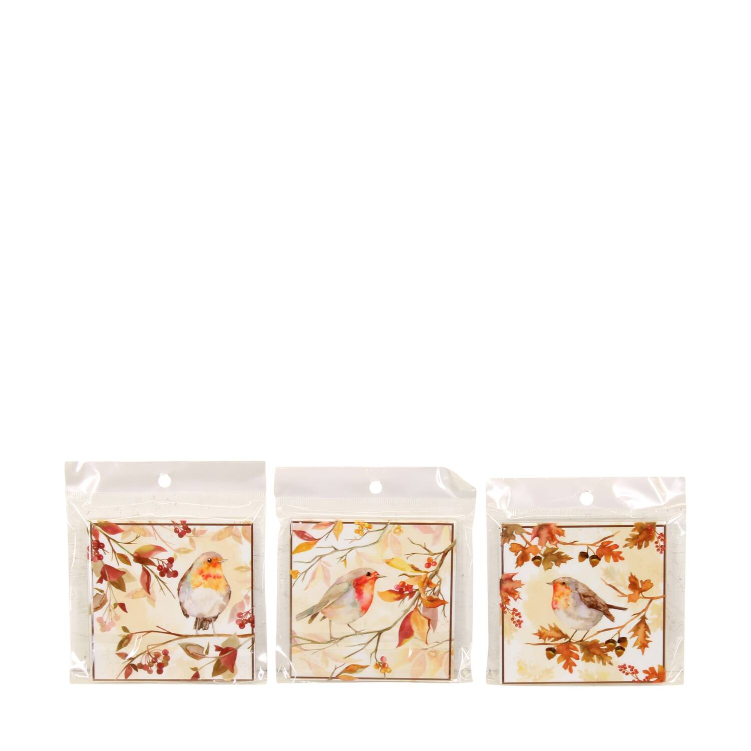 Decorative tile bird square in plastic bag ceramic with magnet 10x10x0.7cm A3 - Multi
