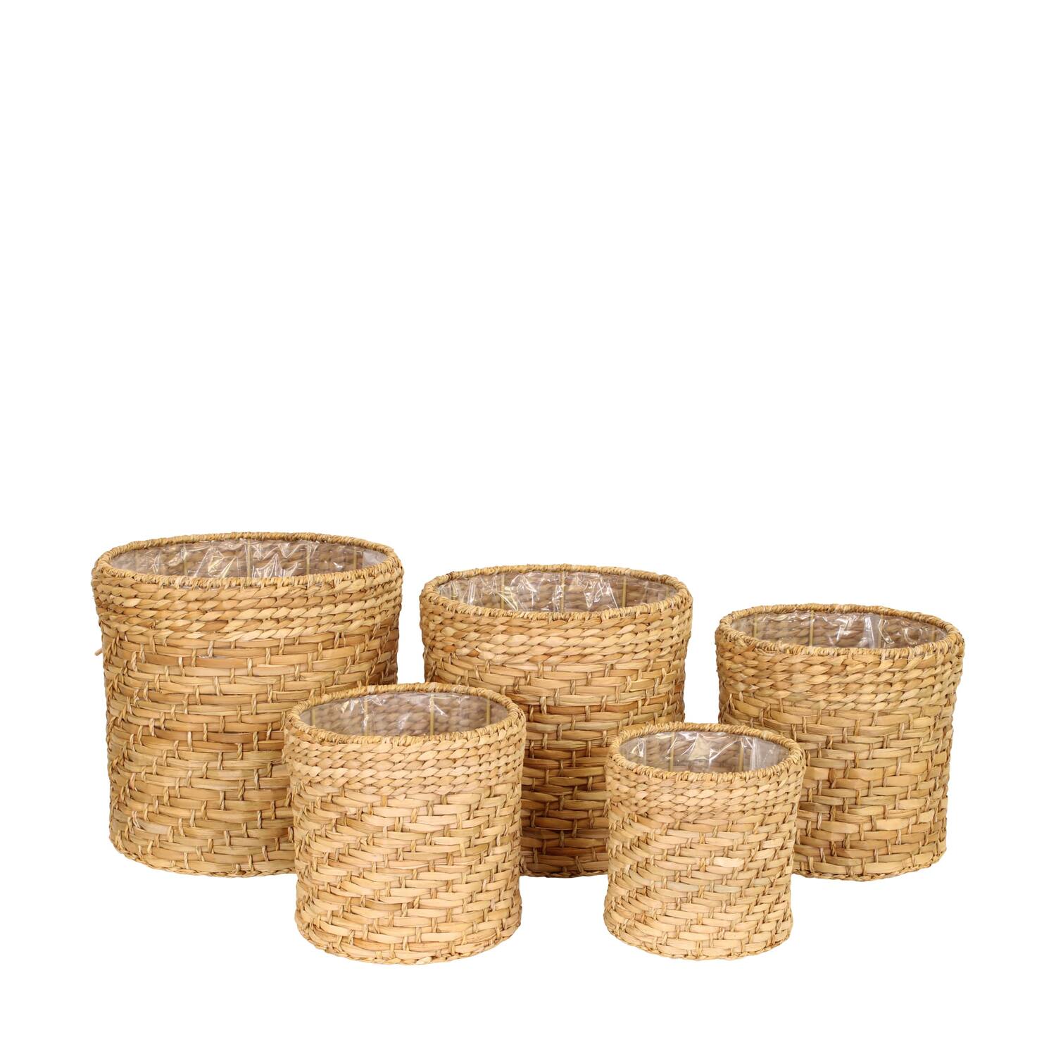 Basket round seagrass with plastic 38x38x38cm S5 - Natural