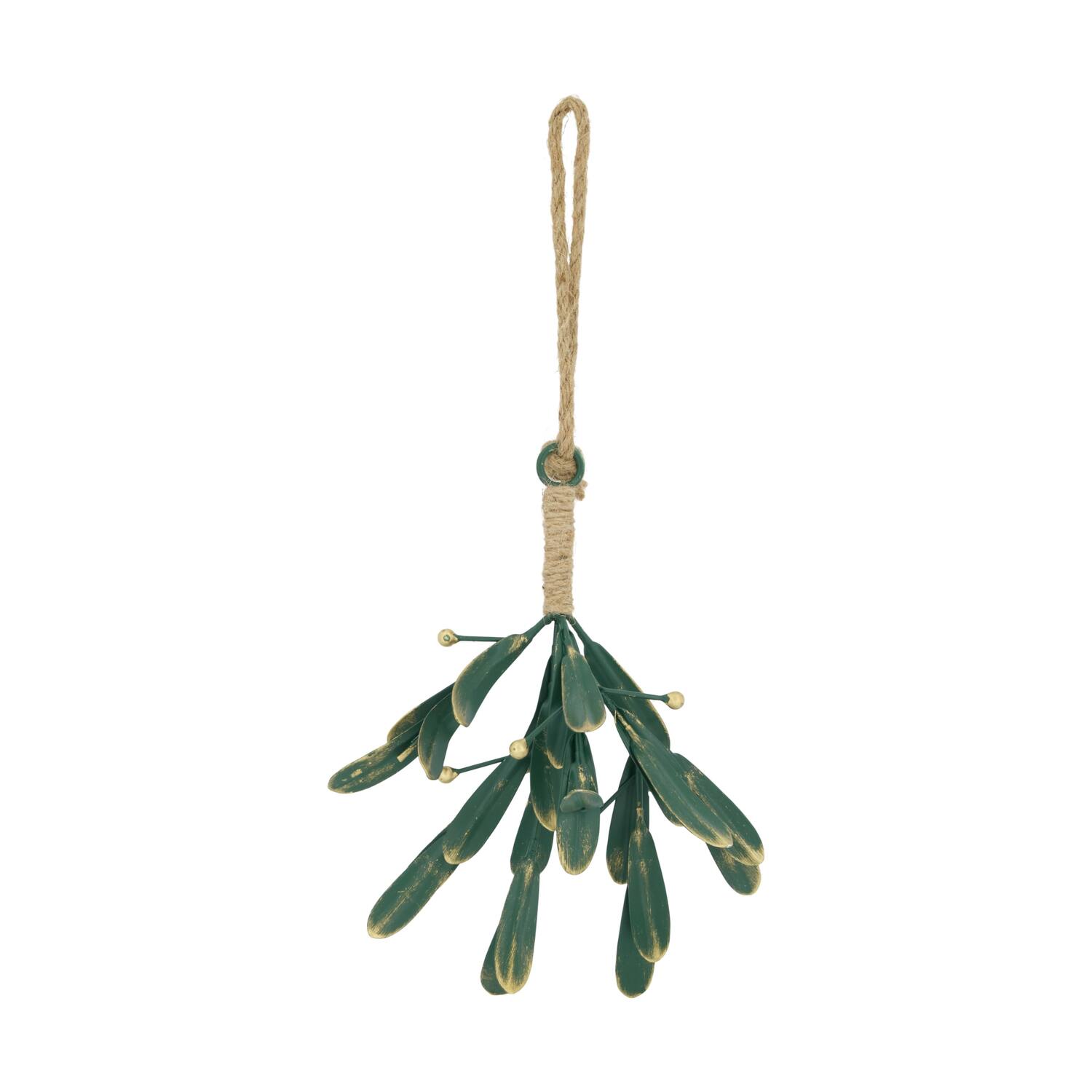 Hanger maretak metaal 20x20x28cm groen goud