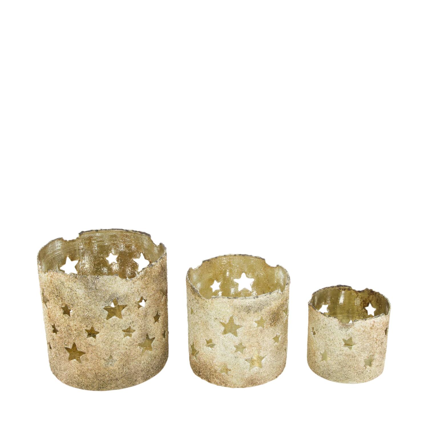 Tealight holder round metal 13x13x13cm S/3