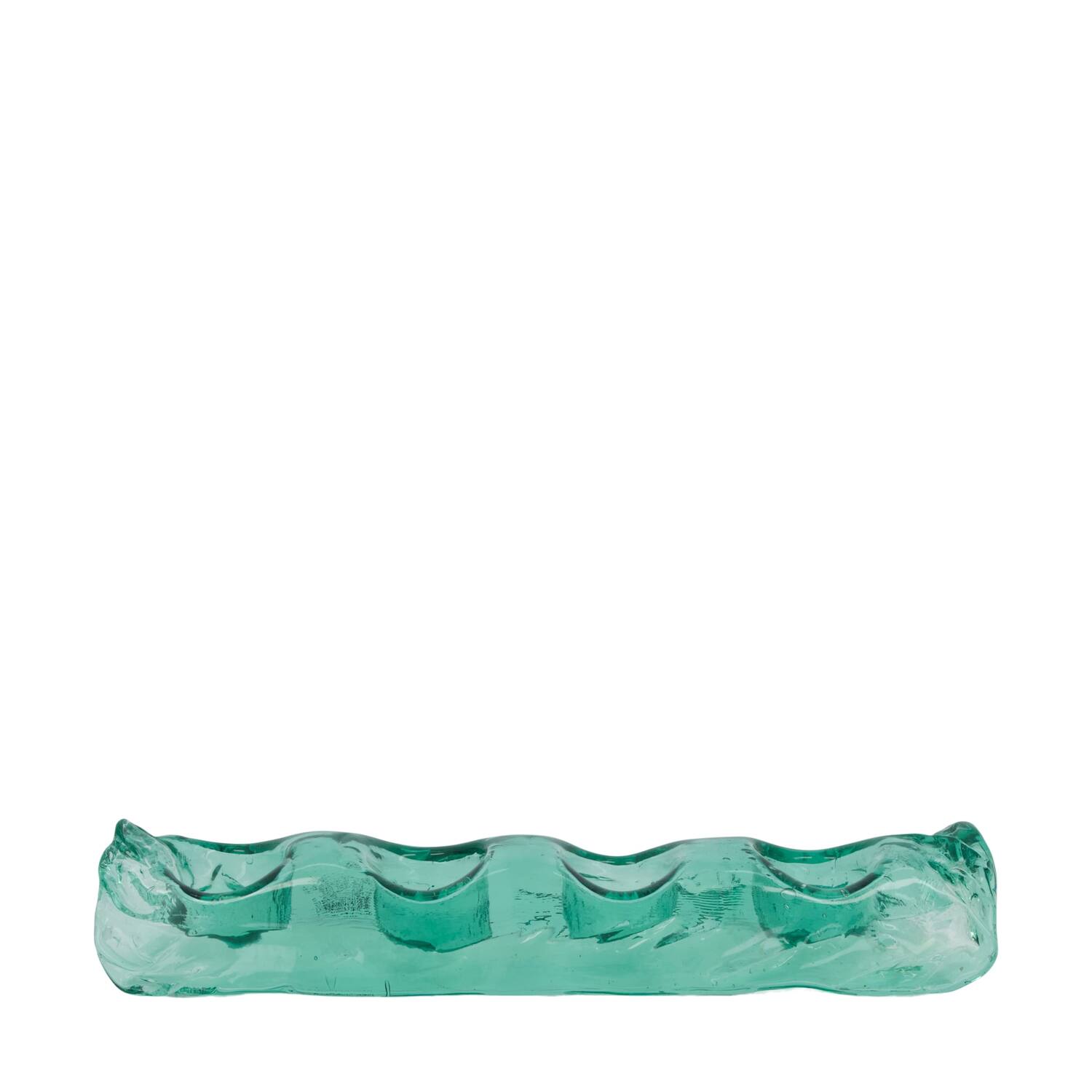Tealight holder recycled glass 38.5x13x6.5cm