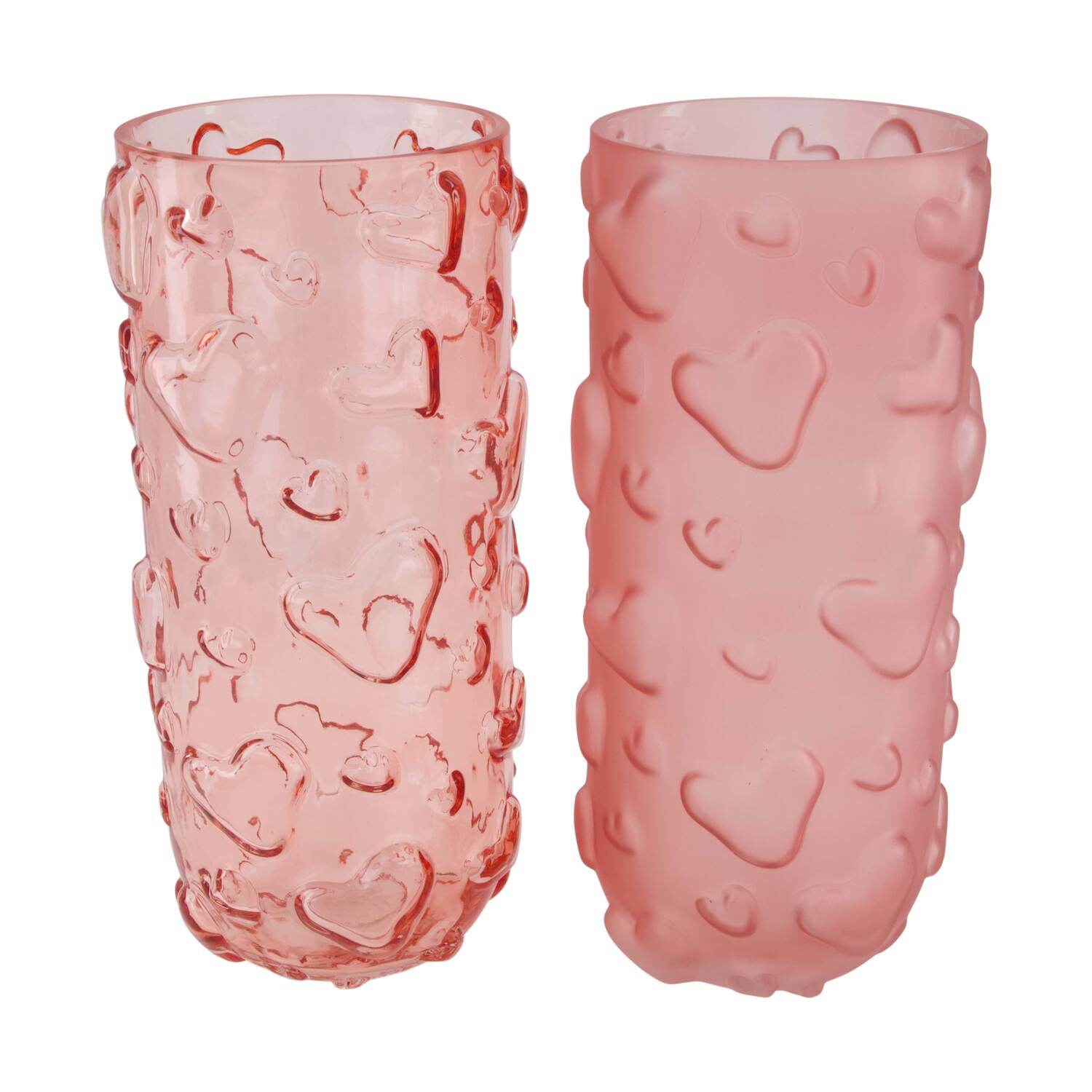 Vase heart glass 13x13x28cm C2 - Pink