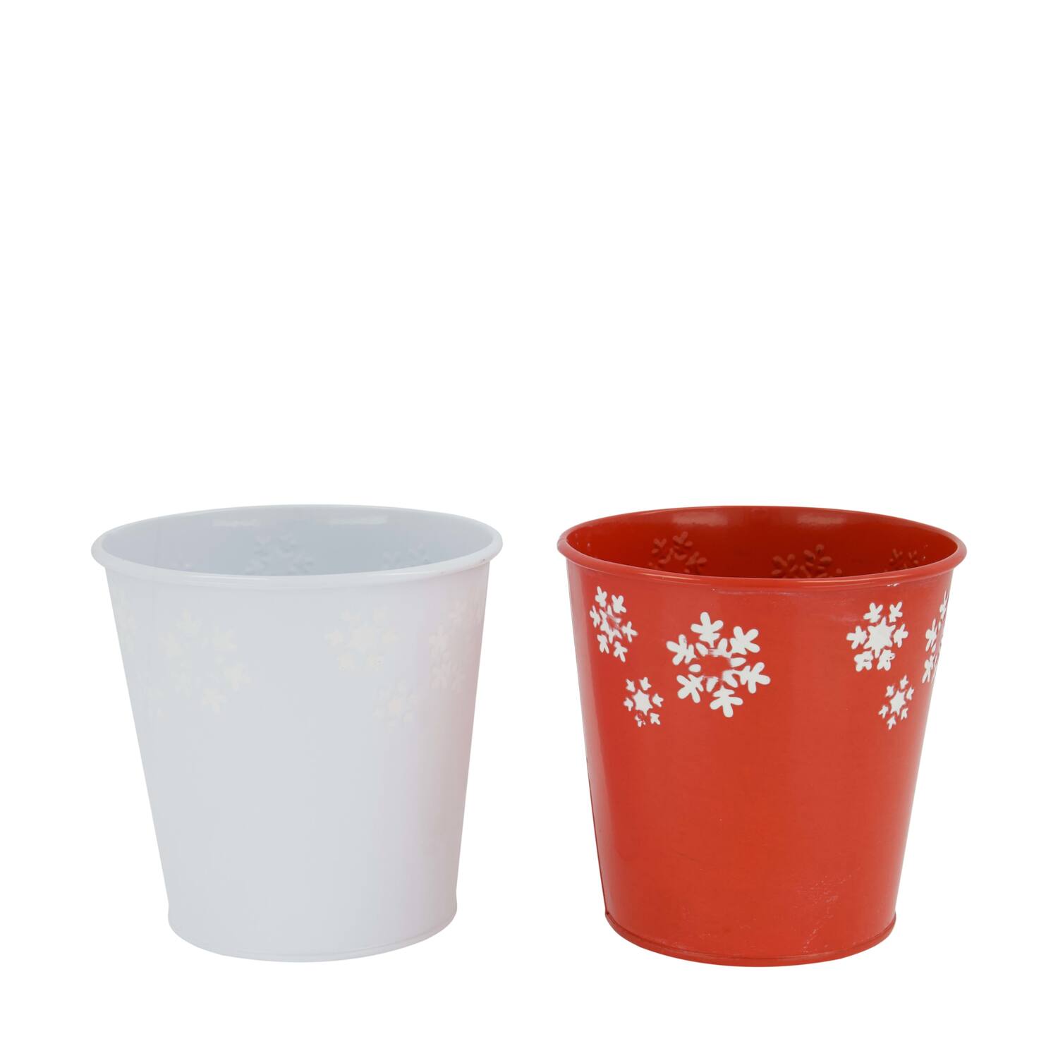 Bucket snowflake metal 13x13x13cm C2 - Red