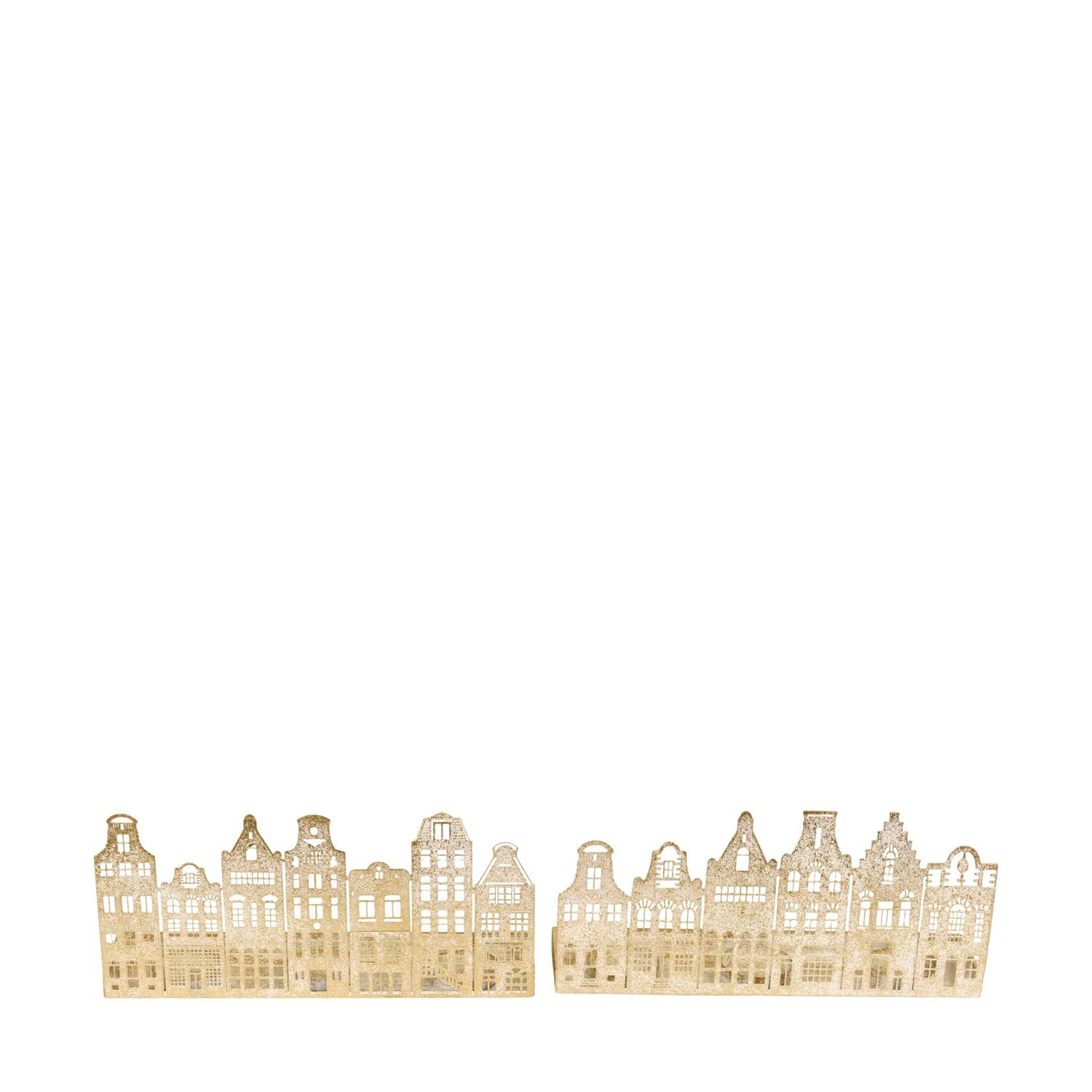 Tealight holder rectangular house metal 32x7.5x15cm A/2