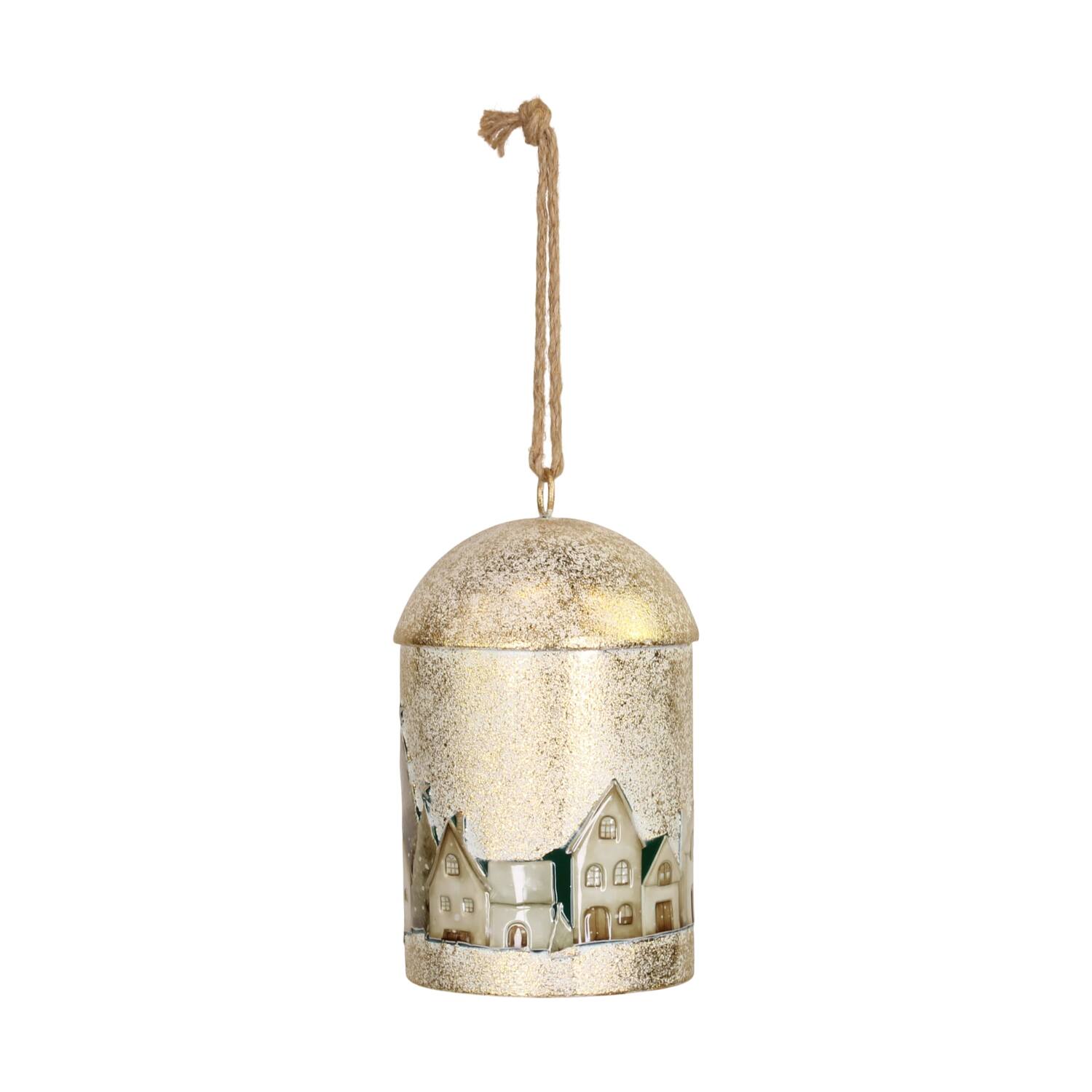 Bell houses metal with hanger 15.5x15.5x25.5cm