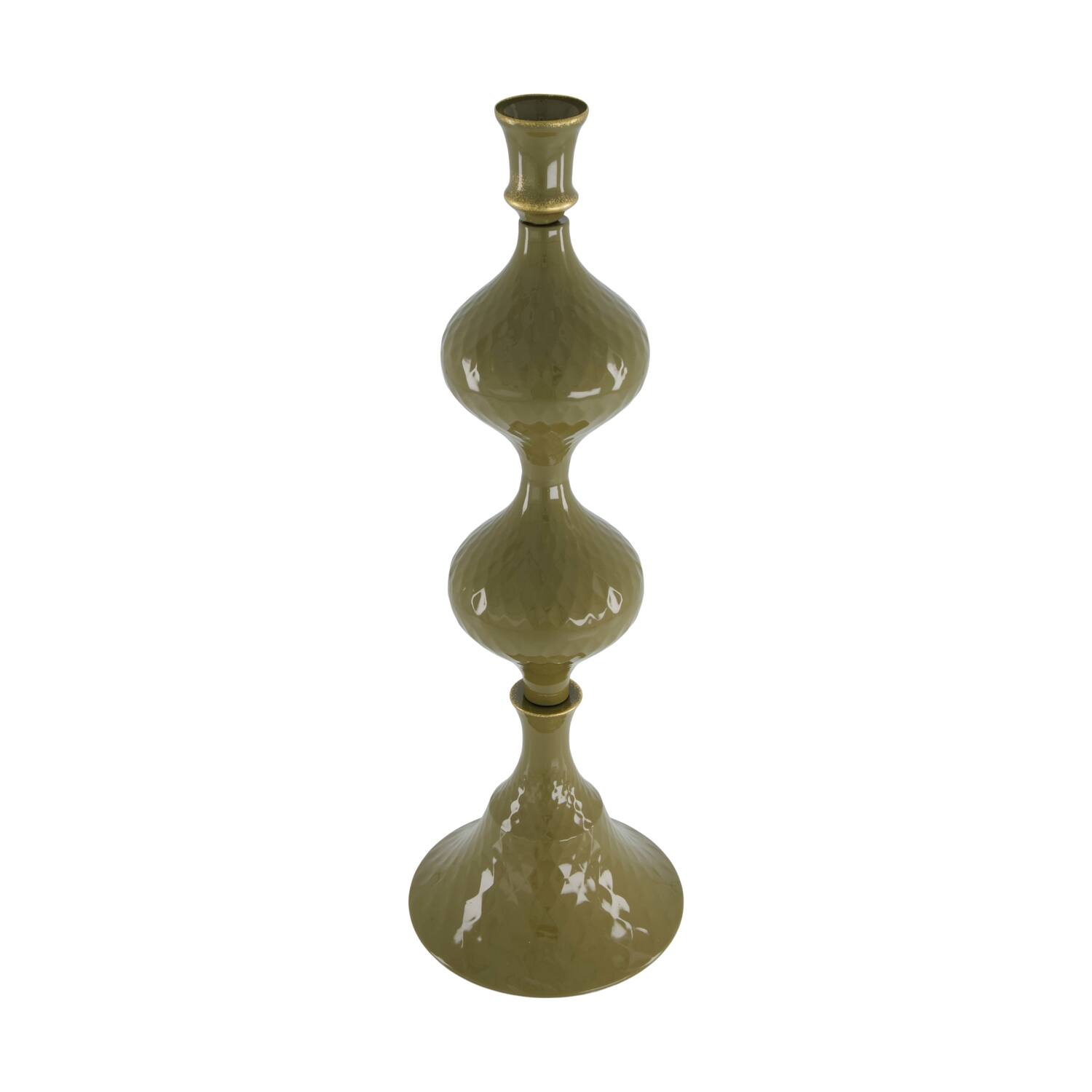 Dinnercandle holder metal 12.5x12.5x36.5cm - Green