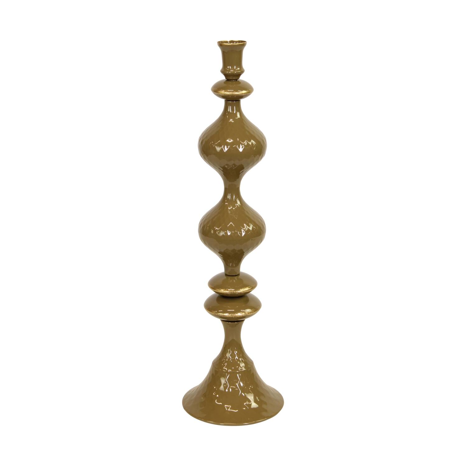 Dinnercandle holder metal 12.5x12.5x44.5cm - Green