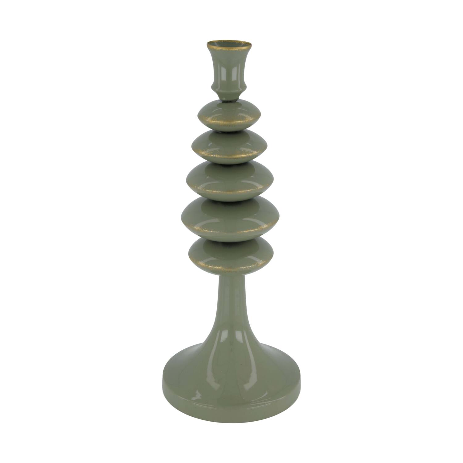 Dinnercandle holder metal 12x12x30cm - Green