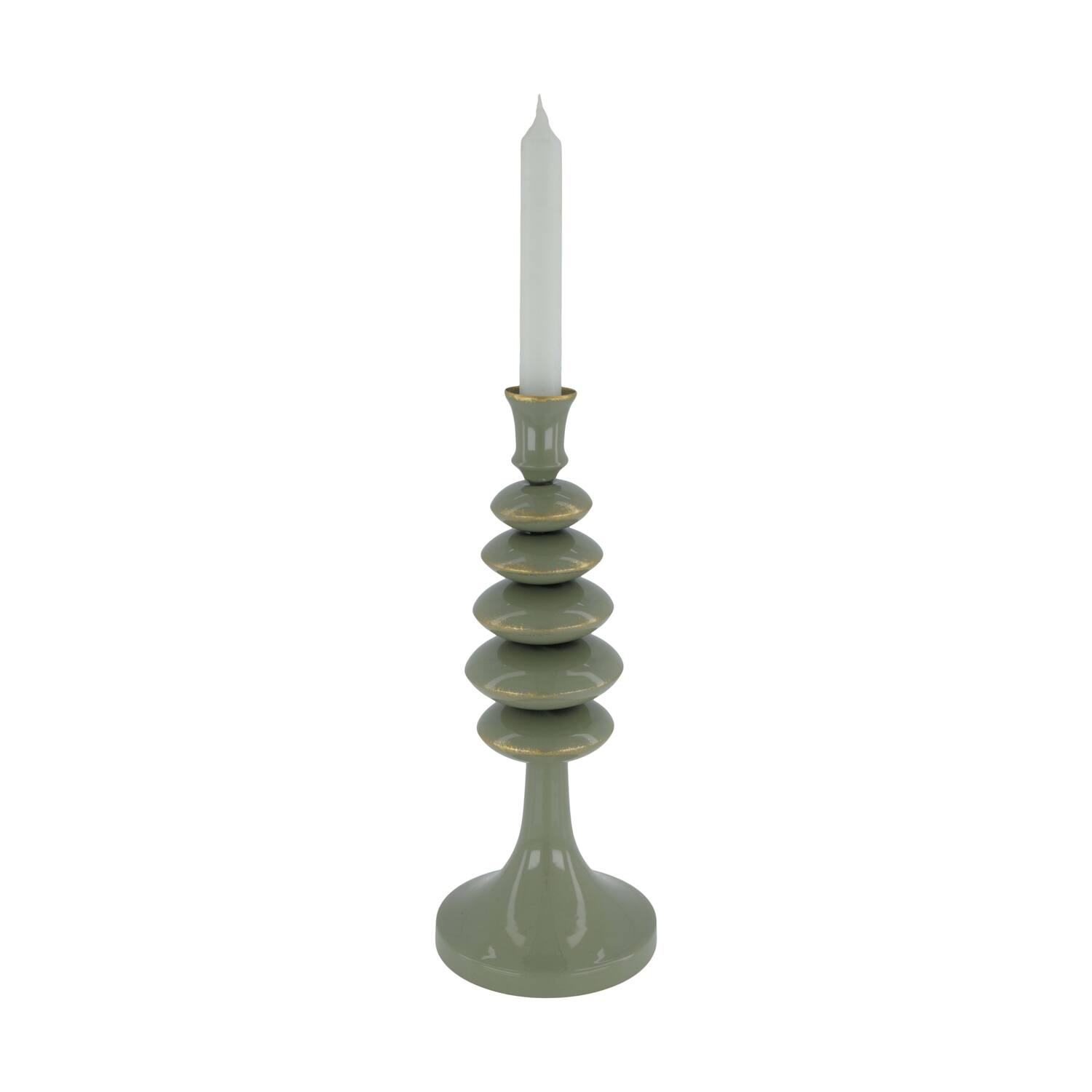 Dinnercandle holder metal 12x12x30cm - Green