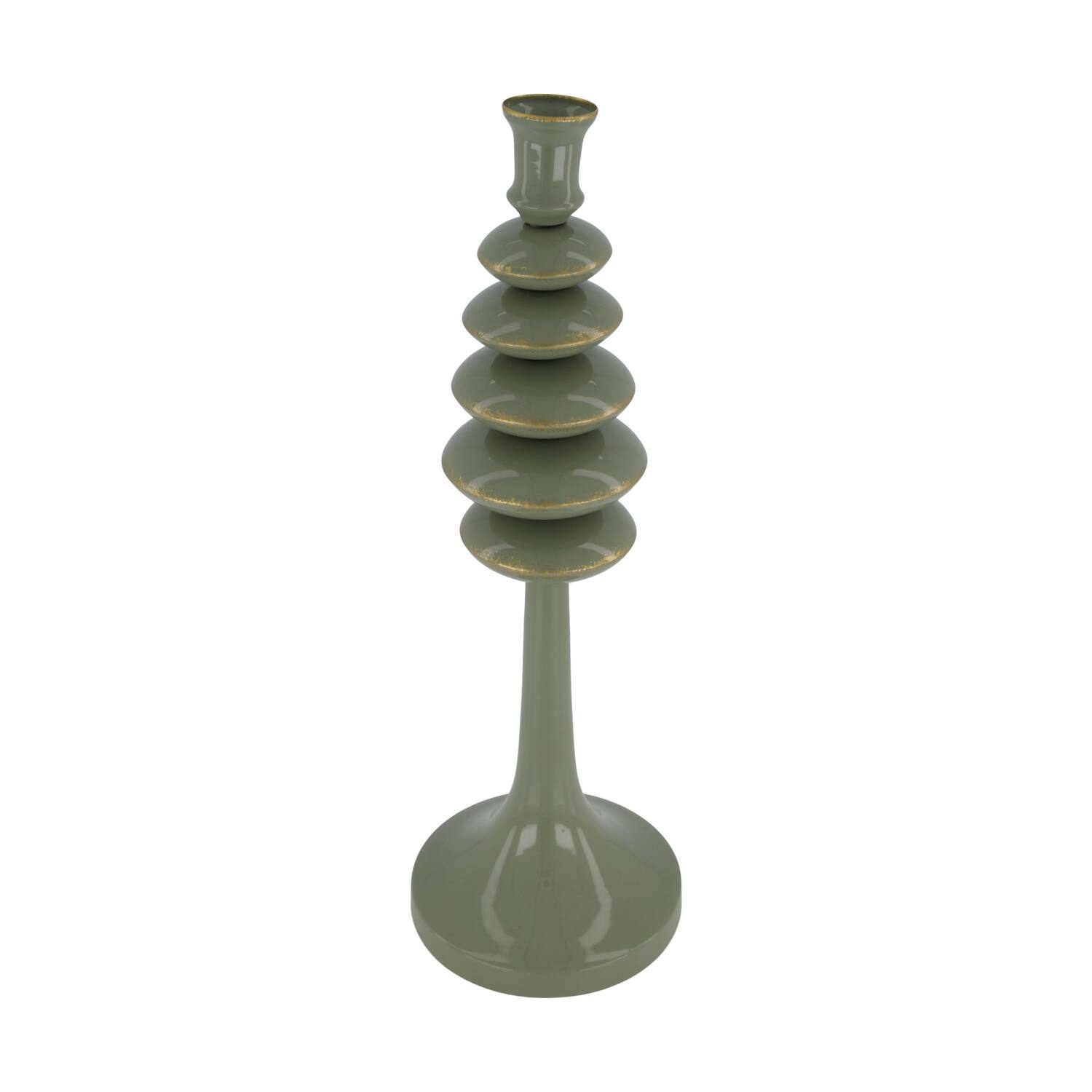 Dinnercandle holder metal 12x12x36.5cm - Green