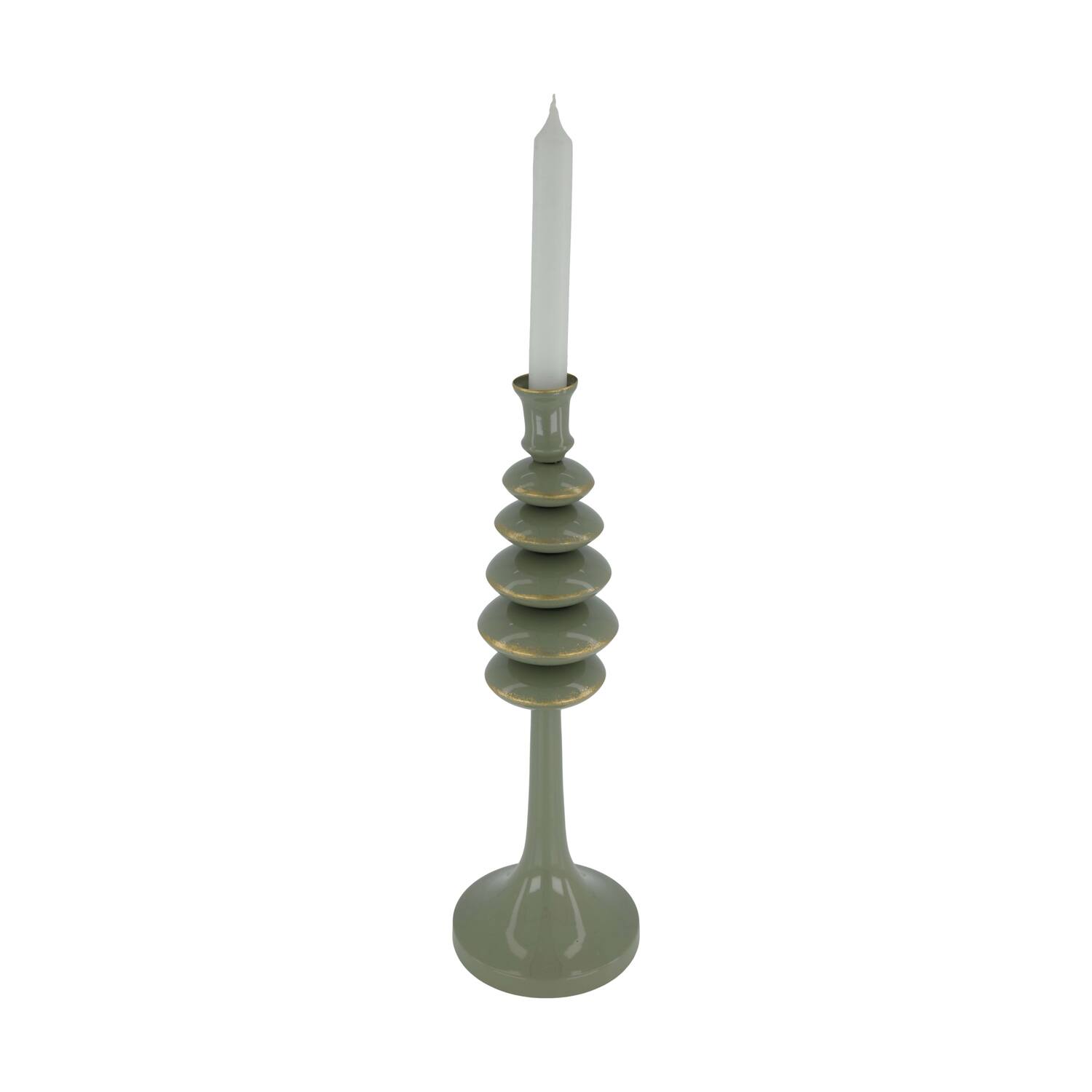 Dinnercandle holder metal 12x12x36.5cm - Green