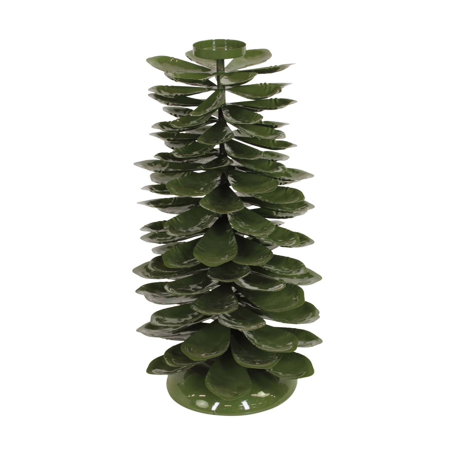 Dinnercandle holder pinecone metal 25x25x47cm - Green