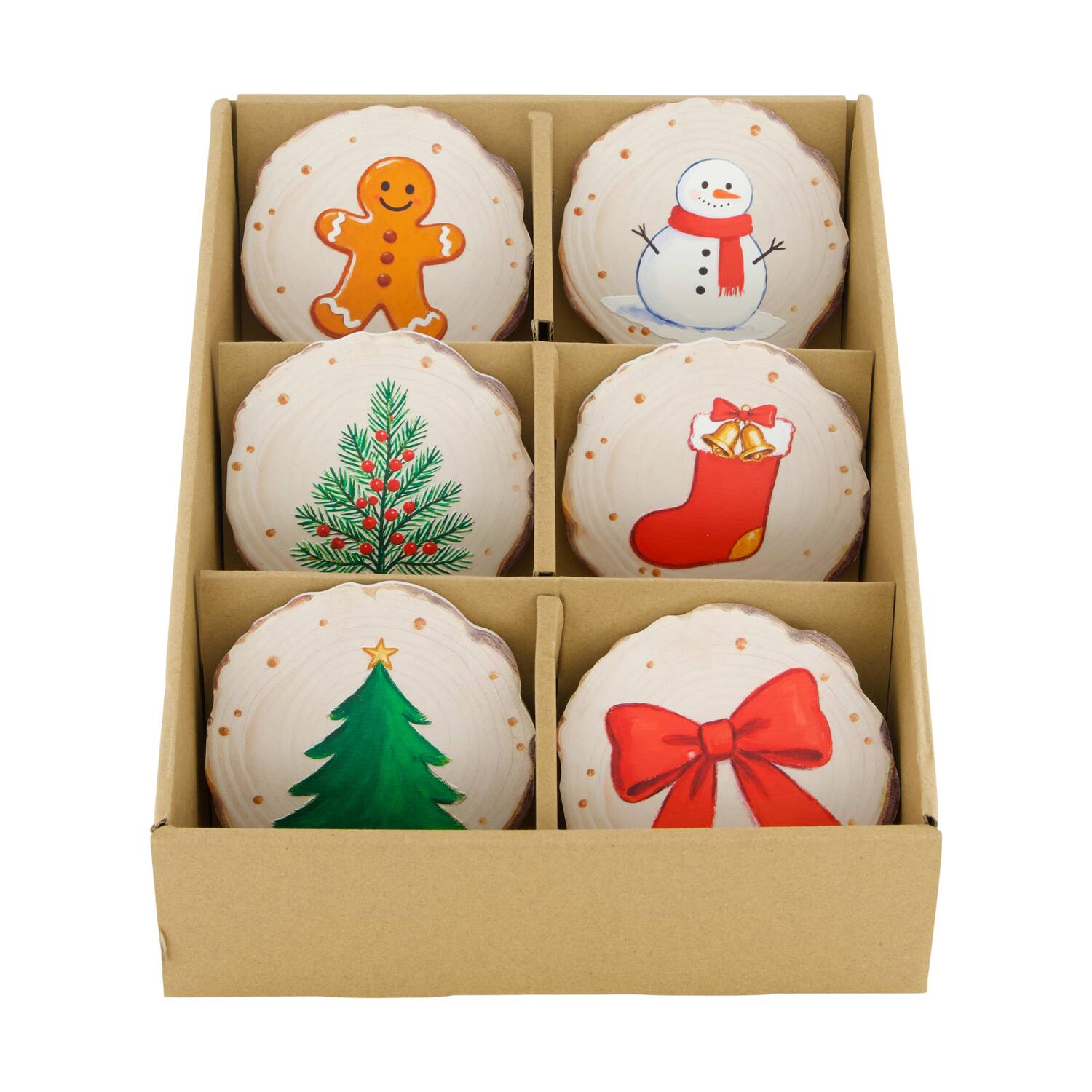 Decorative tile round christmas ceramic with magnet 11x11x0.7cm A6 - Multi
