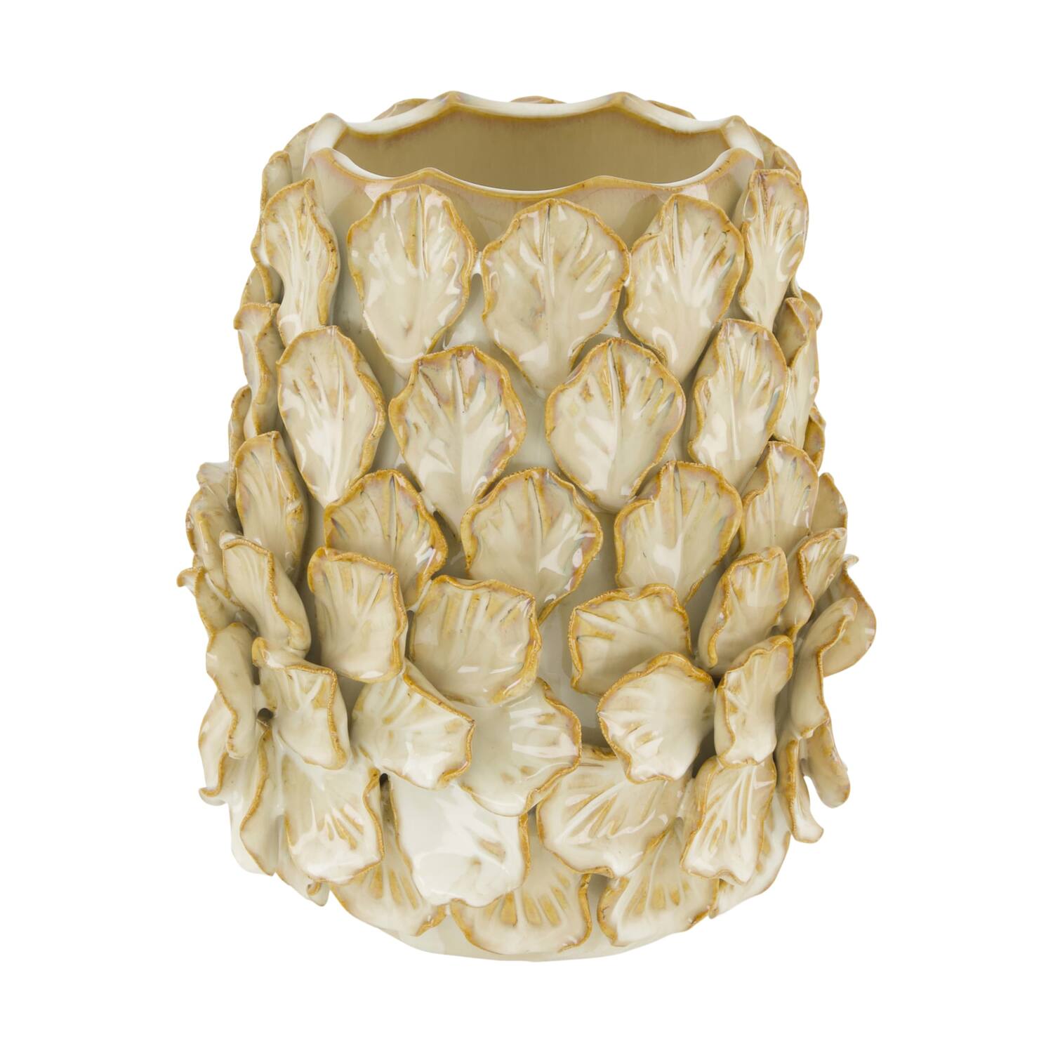 Vase leaf ceramic 16x16x18cm - Cream