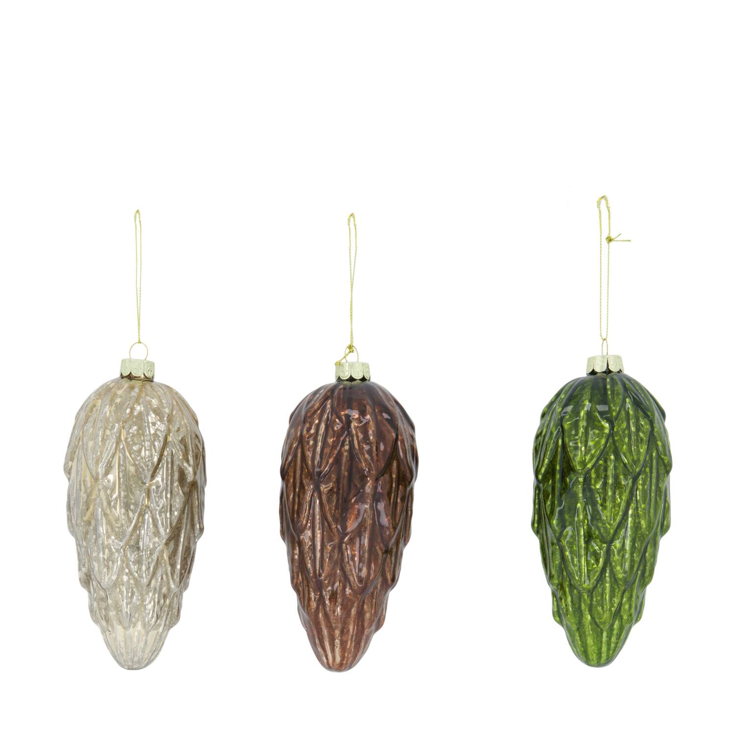 Bauble artichoke glass with hanger 7x7x16cm C3 - Green