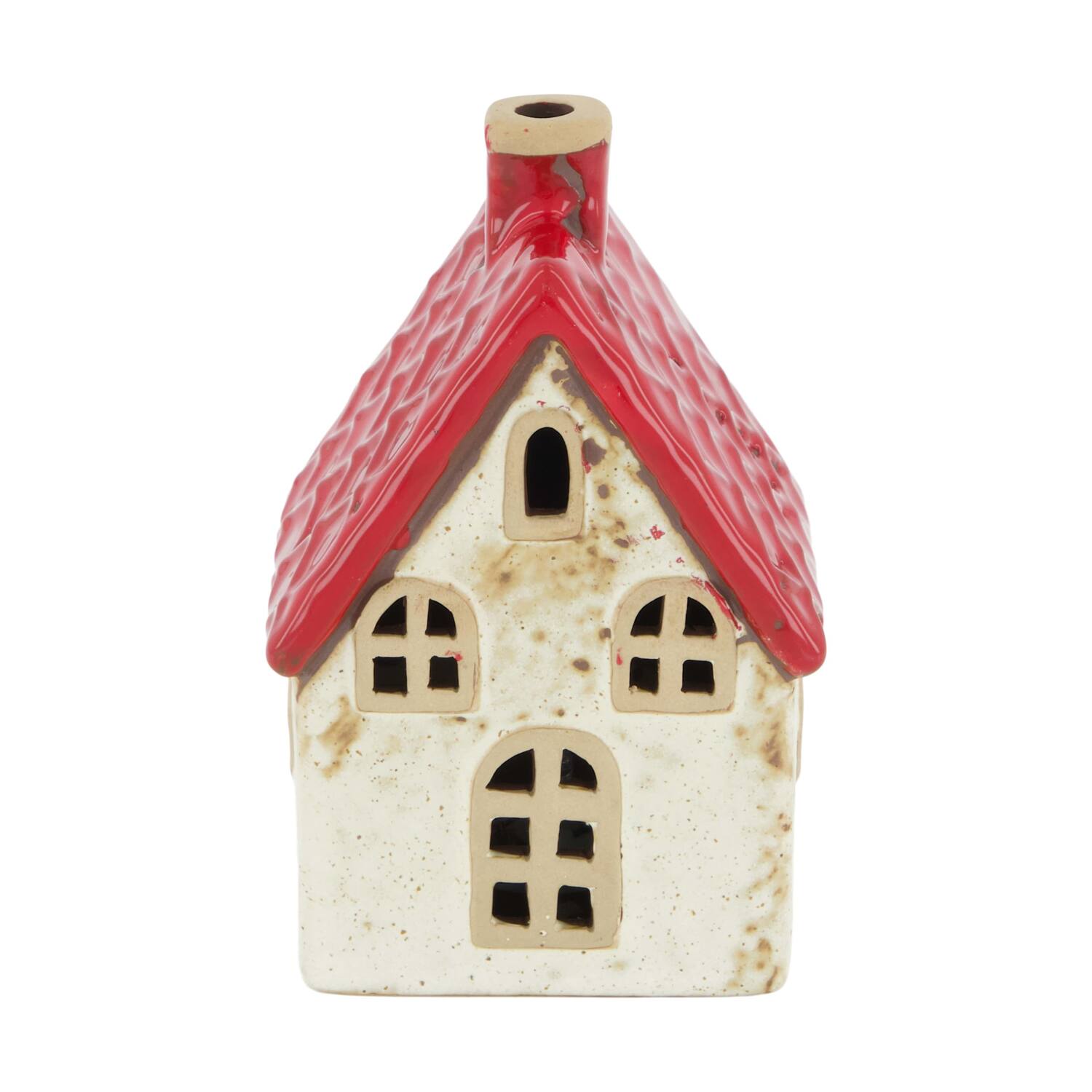 House with led ceramic 6.5x7x11.4cm - Red