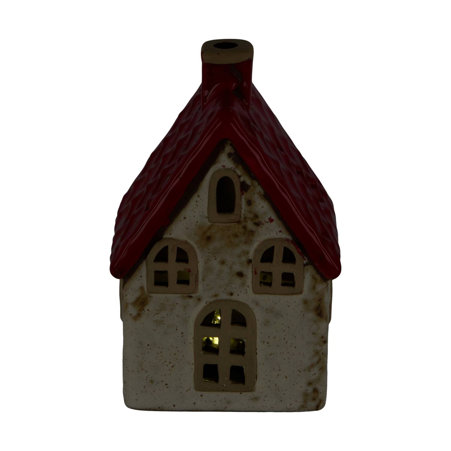 House with led ceramic 6.5x7x11.4cm - Red