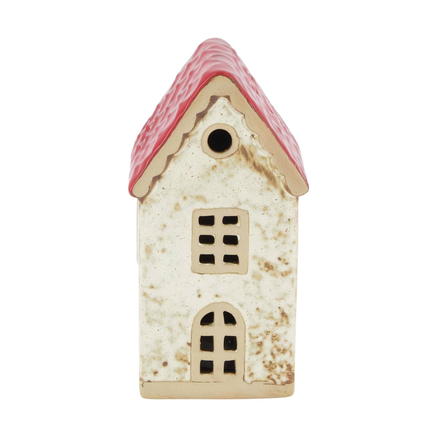 House with led ceramic 7.6x6.7x15cm - Red