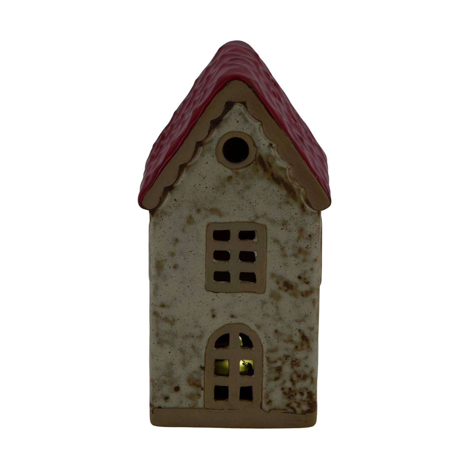 House with led ceramic 7.6x6.7x15cm - Red