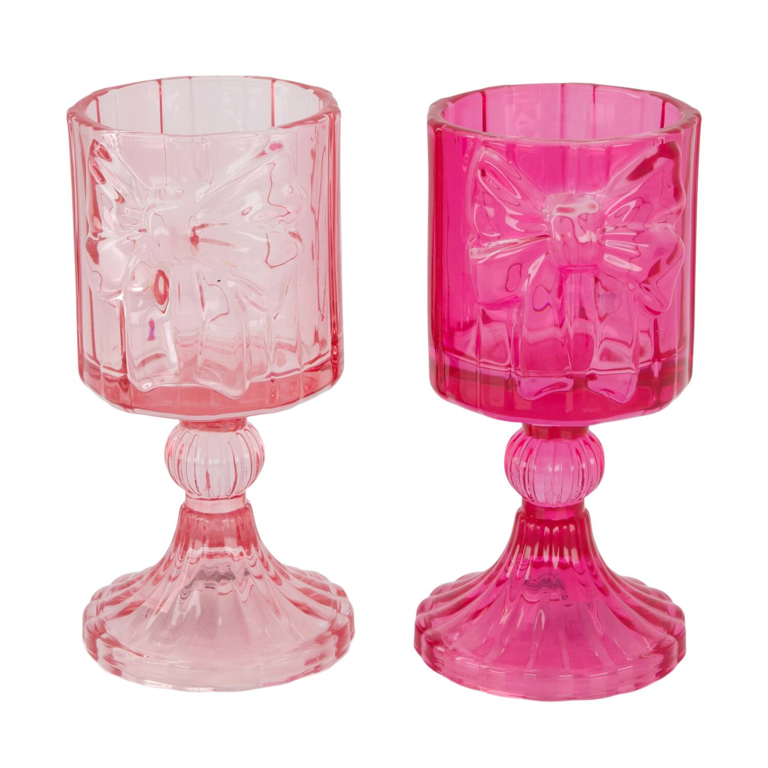 Tealight holder ribbon glass 8.5x8.5x16cm C/2