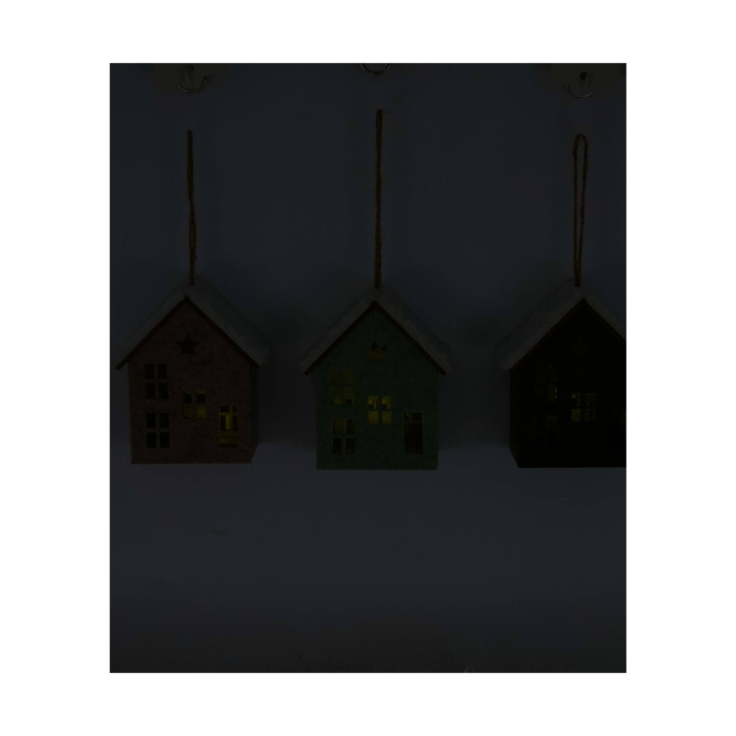 Hanger house felt with lights 8.5x6.5x10cm C3 - Green