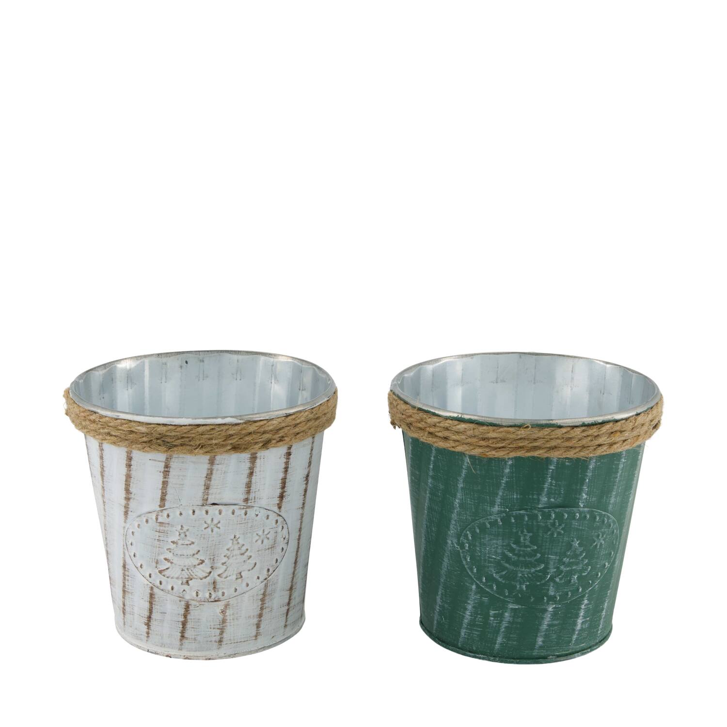  Bucket tree metal 13x13x13cm C2 - Green