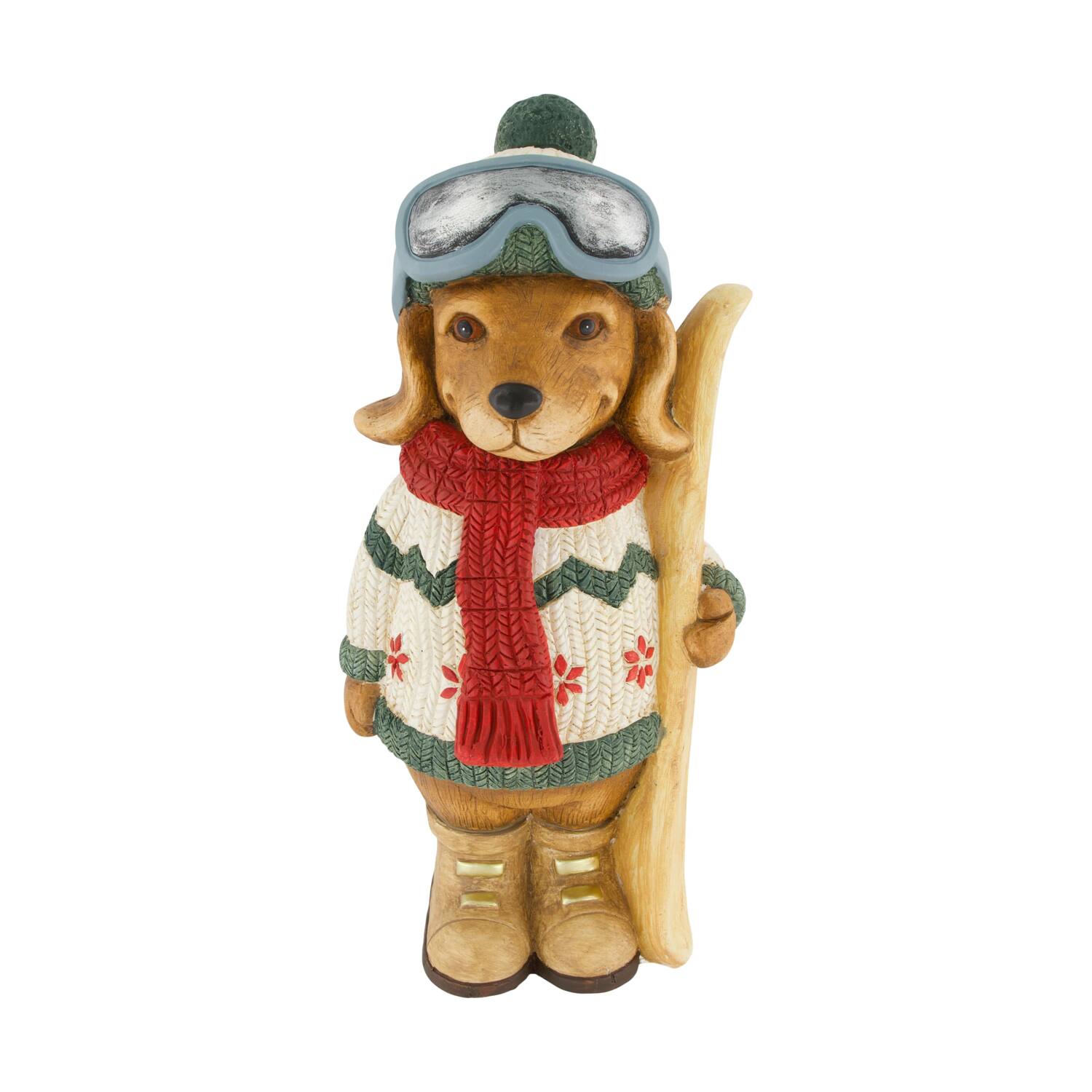 Figurine dog with ski magnesium 22x22x45cm - Multi