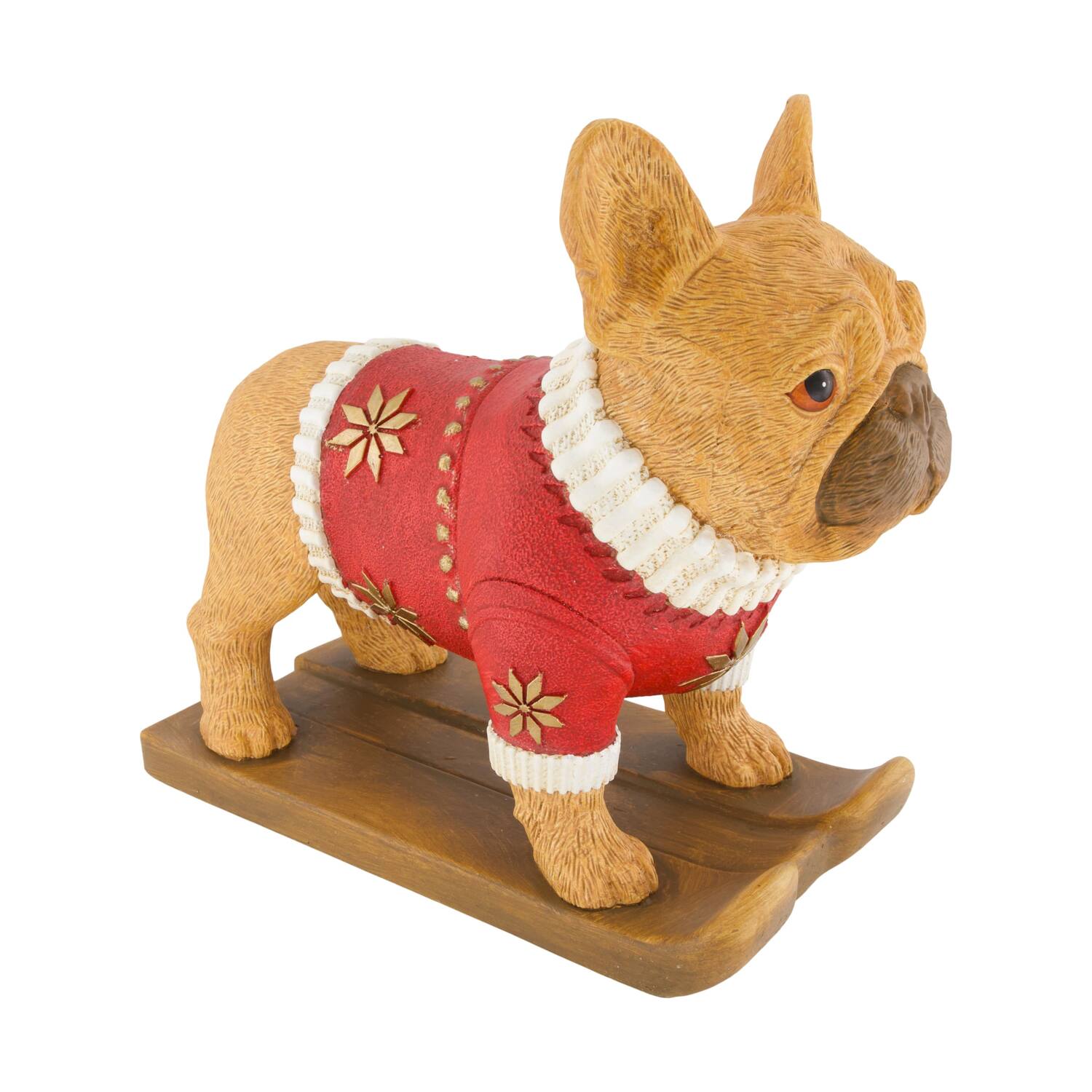 Figurine dog on skis polyresin 39x19.5x37cm - Multi