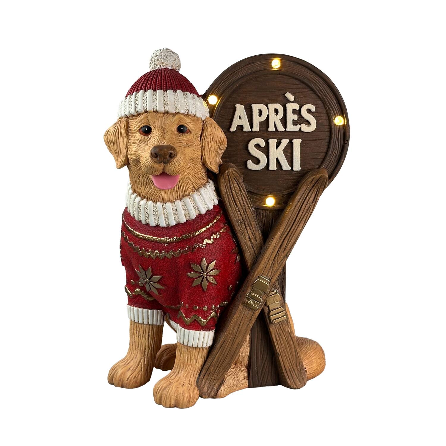 Figurine dog apres-ski magnesium with lights 32x24x45cm - Multi