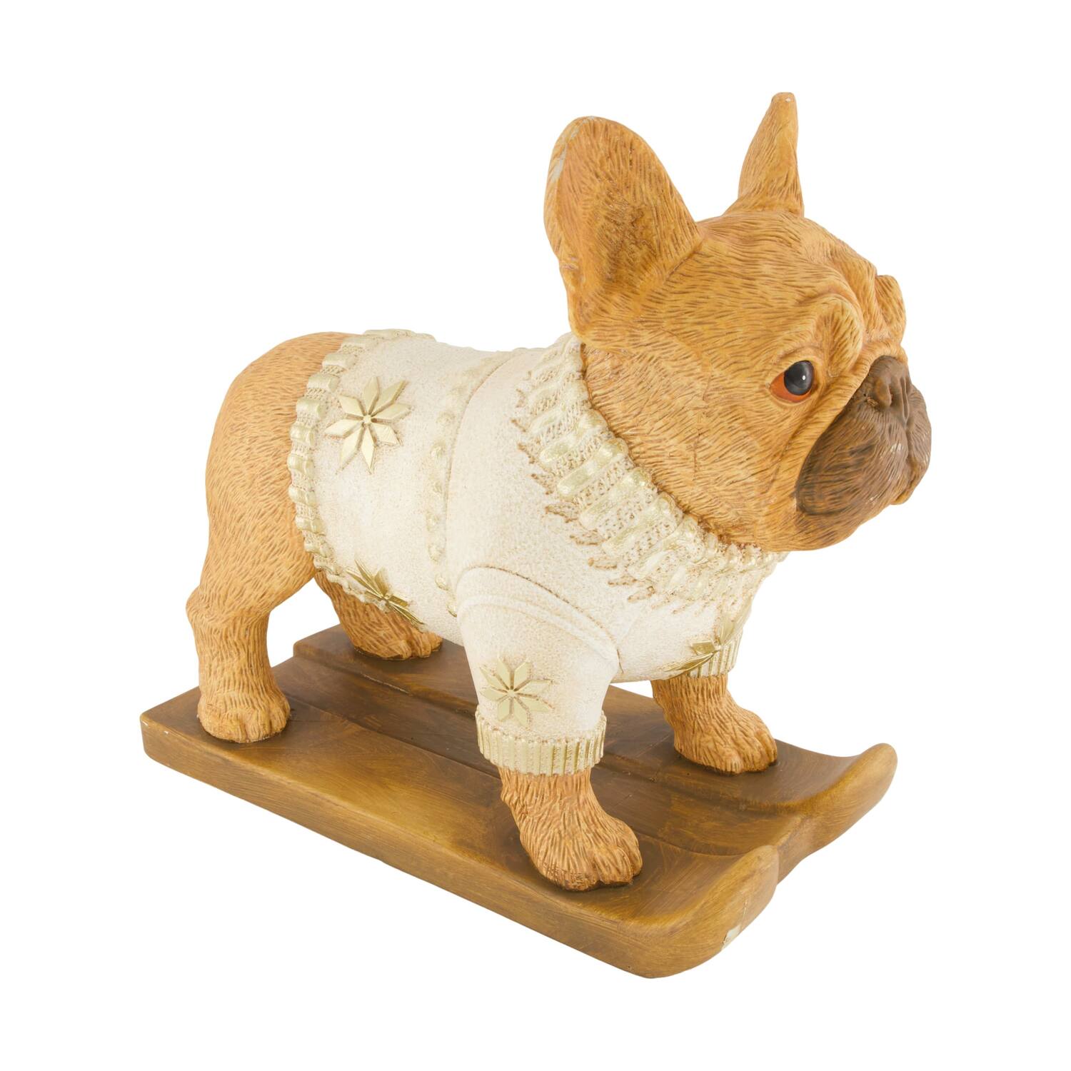 Figurine dog on skis polyresin 39x19.5x35cm