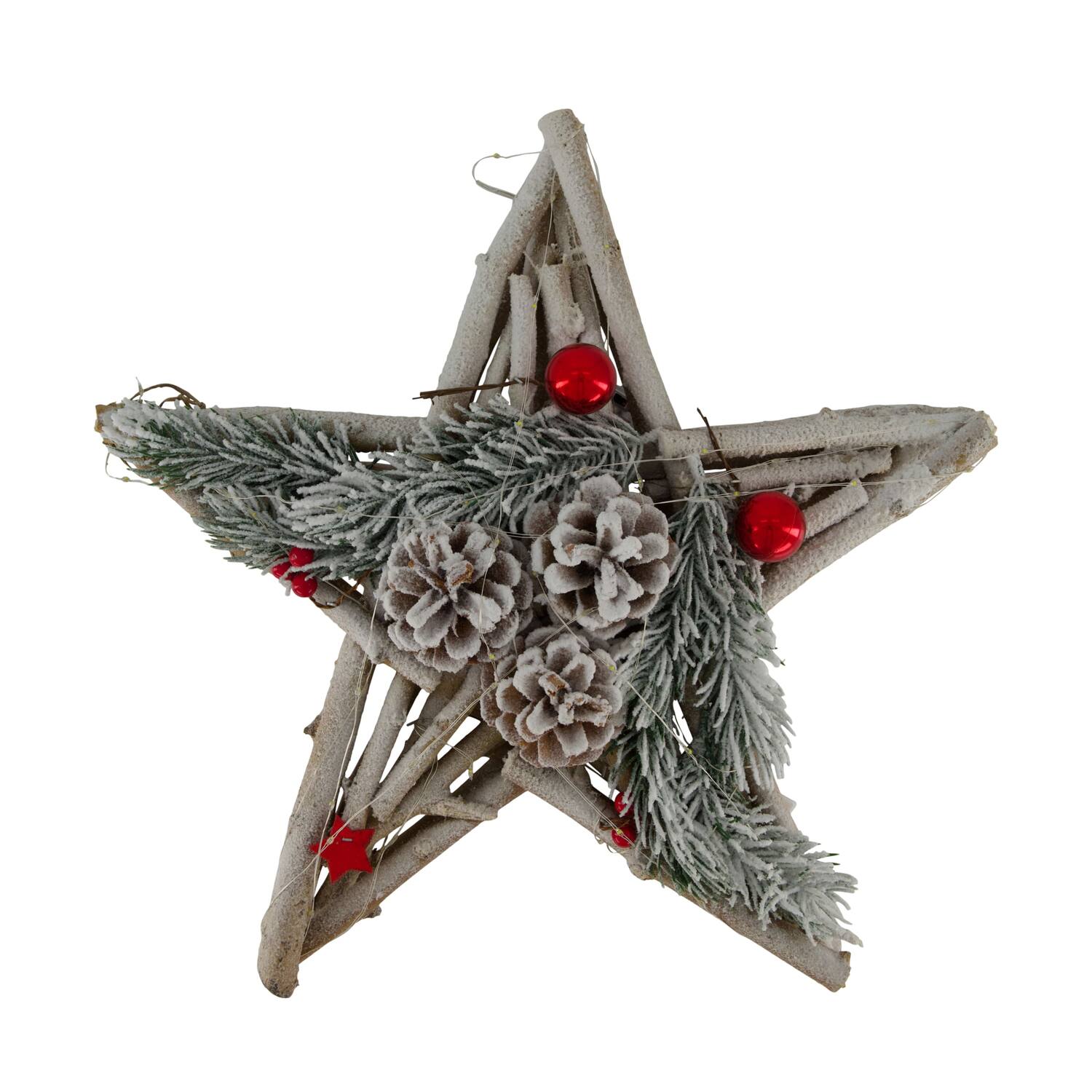 Star mulberry wood with lights 38x38x12cm - White