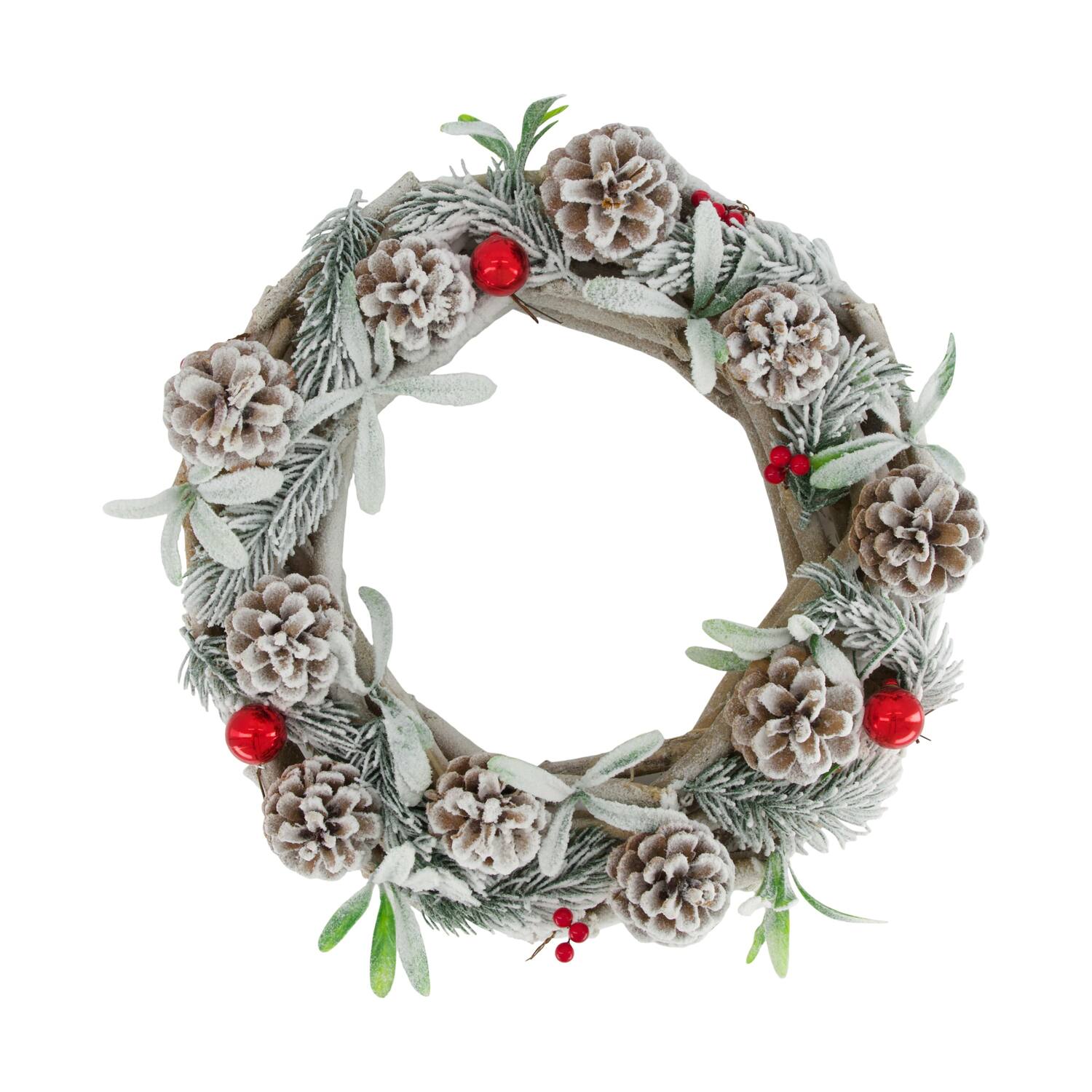 Wreath round mulberry wood with lights 38x38x12cm