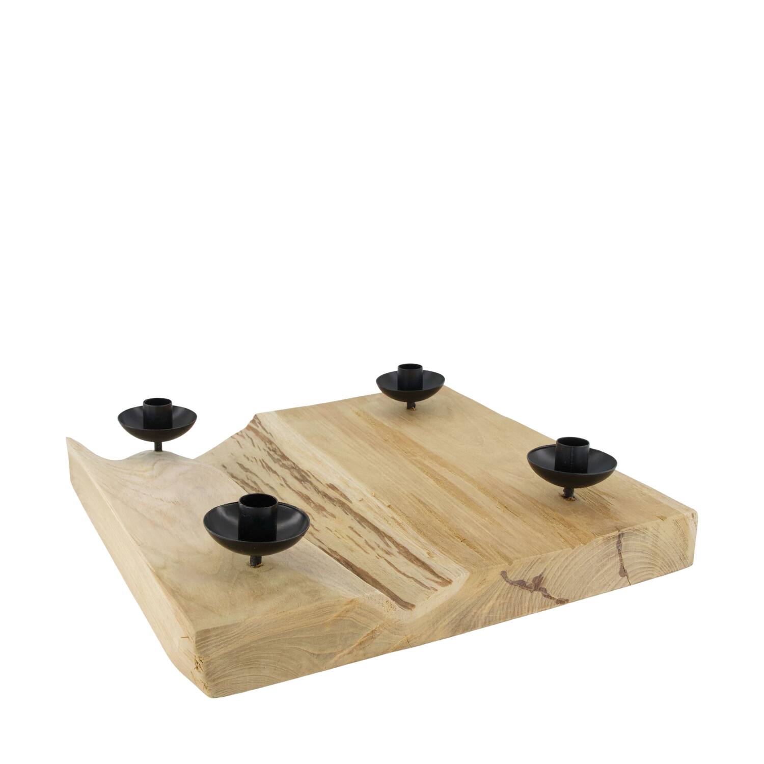 Dinnercandle holder square teak wood 38x38x8.5cm