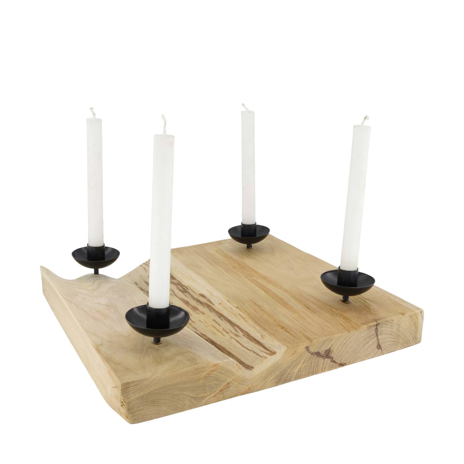 Dinnercandle holder square teak wood 38x38x8.5cm